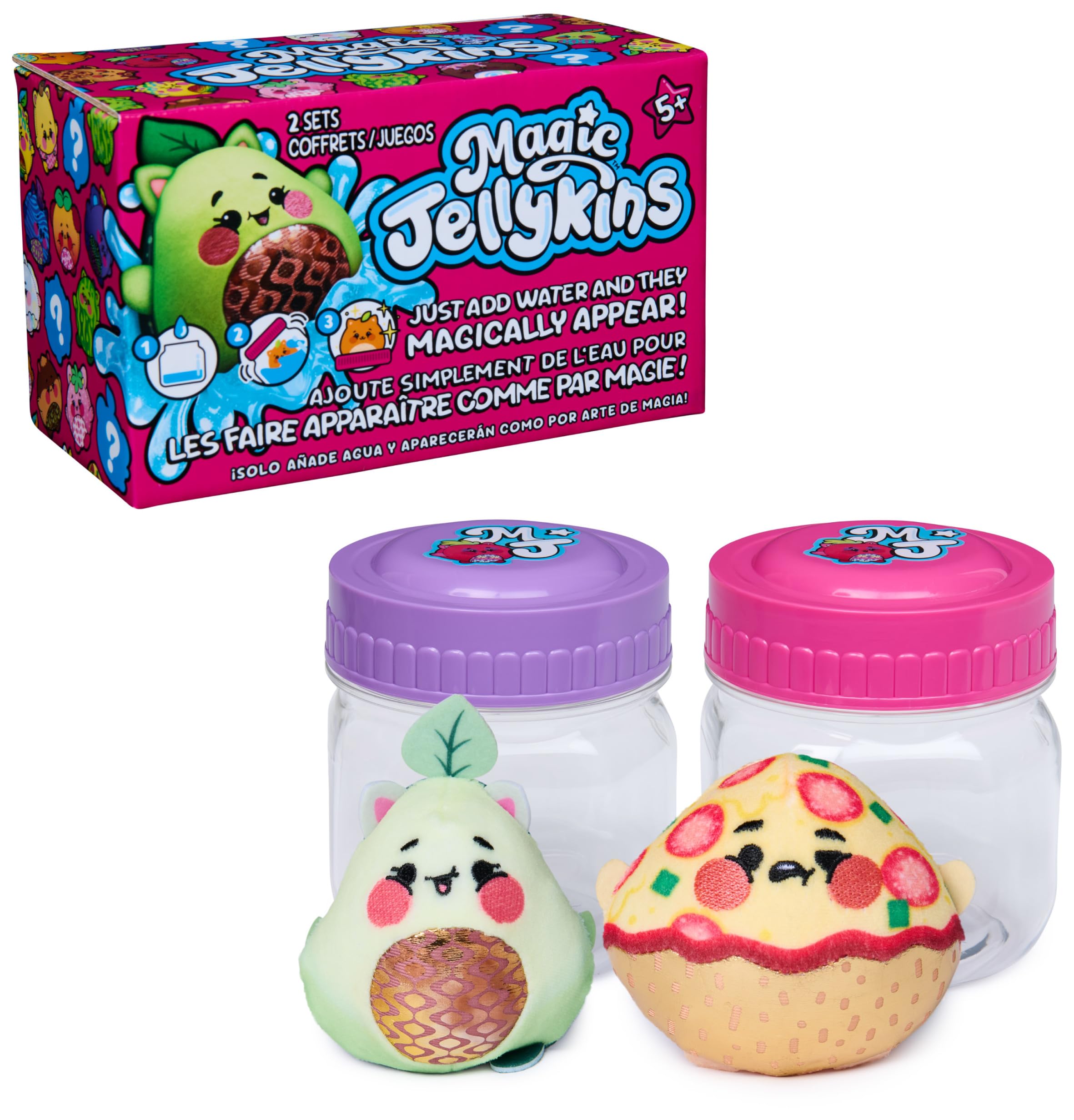 Magic Jellykins Surprise Plush Jar 2-Pack - Water Activated Transforming Squishy Toy | 7.6 cm
