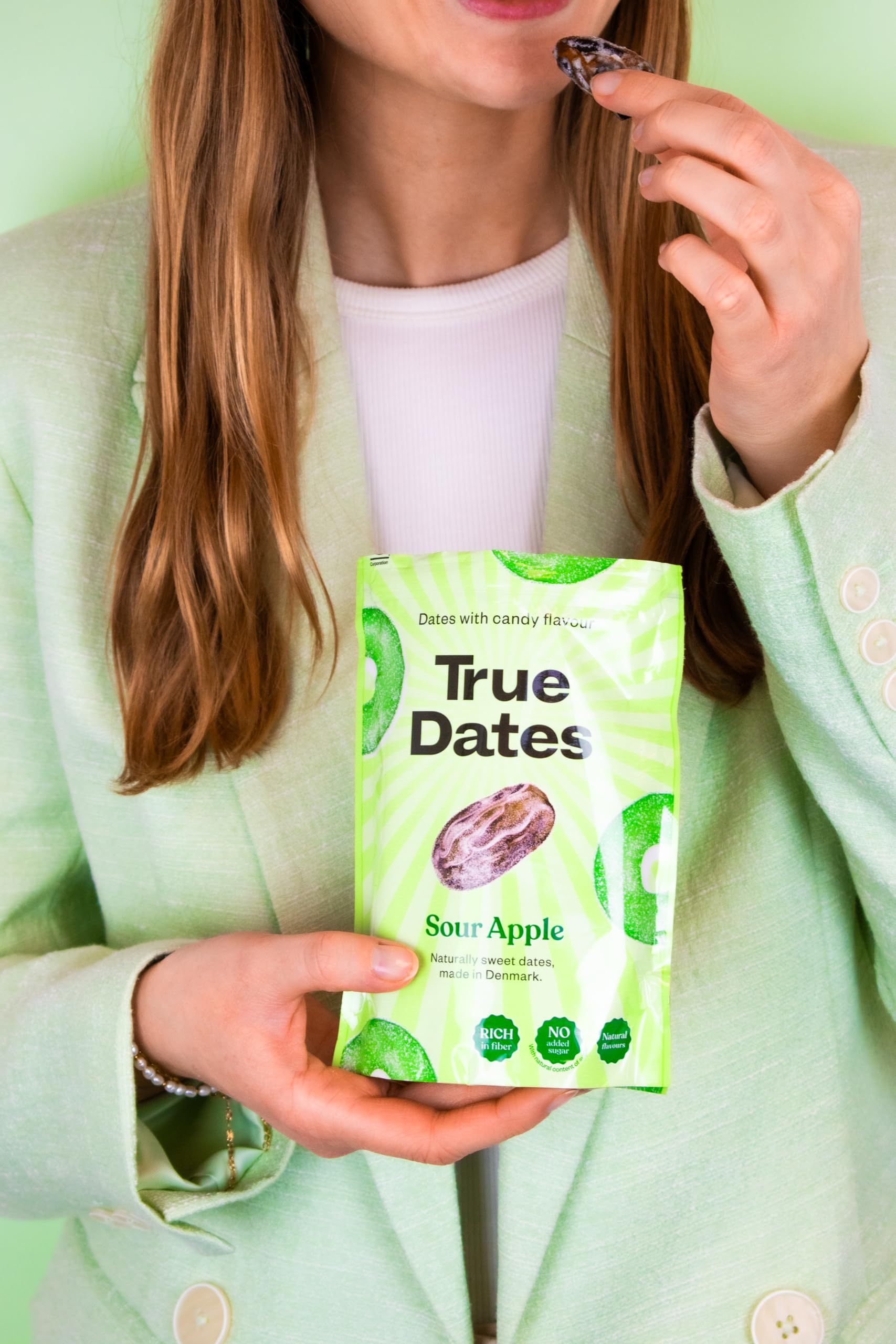 True Gum True Dates - Sour Apple Flavored Dates | Rich in Fiber | 100g