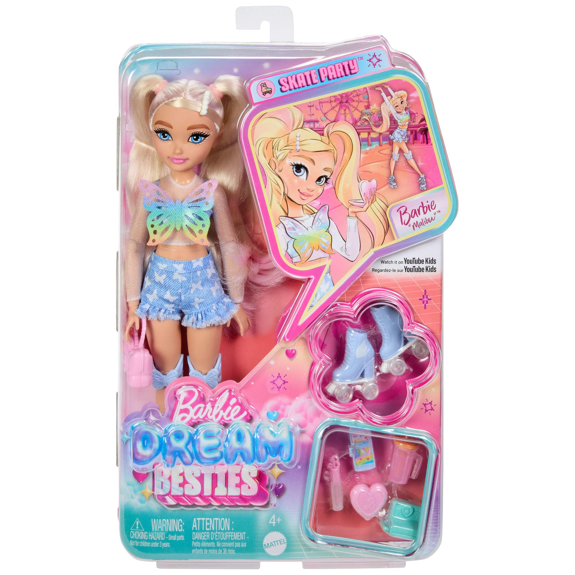 Barbie Dream Besties Doll and Accessories, Barbie “Malibu” Posable Roller Skater | Model JFX96 6