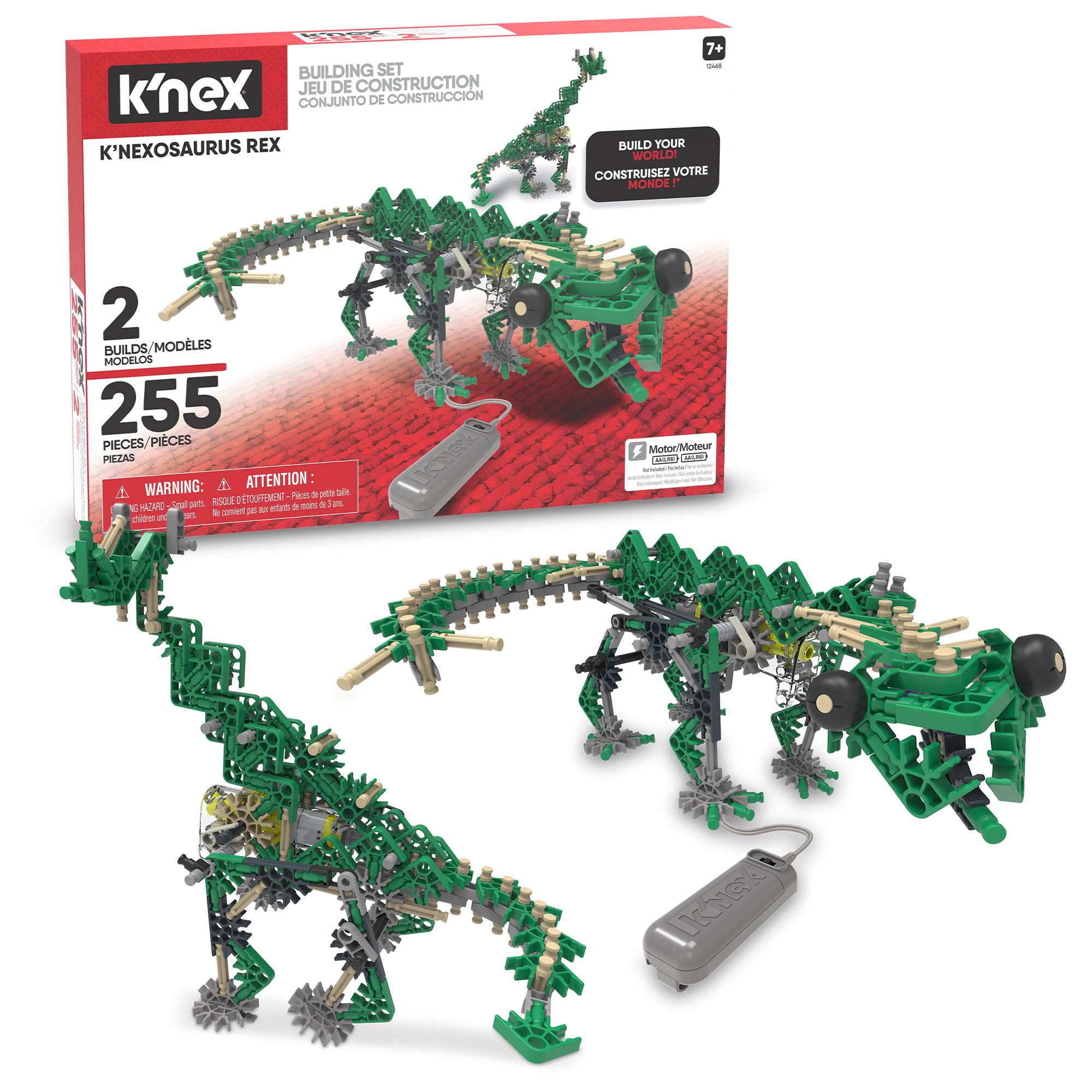 K'NEX K'Nexosaurus Rex Building Set - Motorized Dinosaur Model | 255 Pieces | Ages 7+