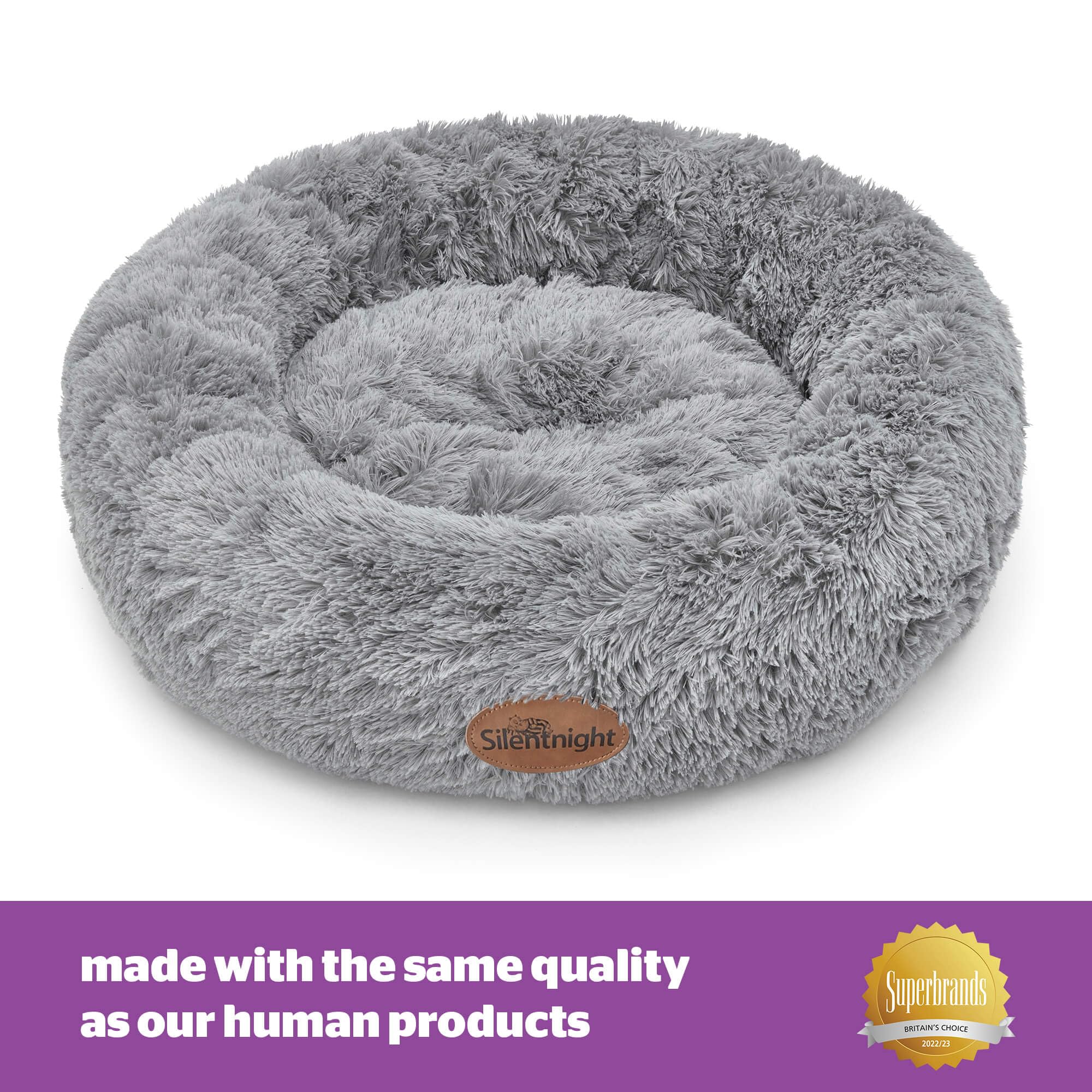 Silentnight Calming Donut Pet Bed - Large Grey | Reduces Anxiety | Machine Washable 3