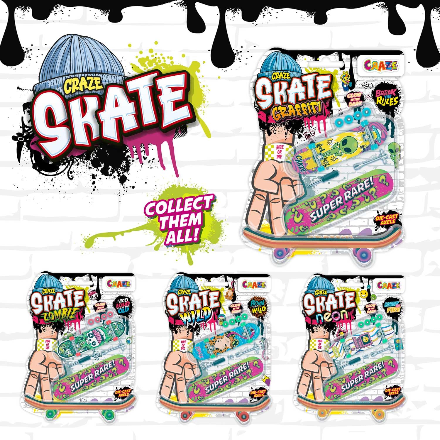CRAZE SKATE Fingerboard Set - Pack of 2 Mini Skateboards with Spare Parts and Tool | Neon Color 6