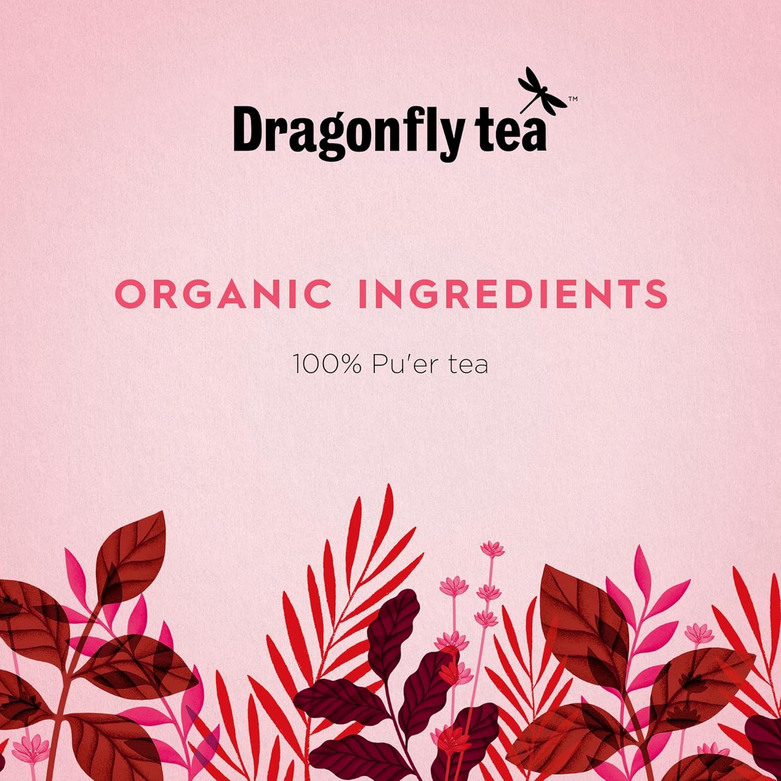 DRAGONFLY Organic Pu'er Herbal Tea - Fermented, Earthy Sweetness | 80 Teabags (4x20) 3