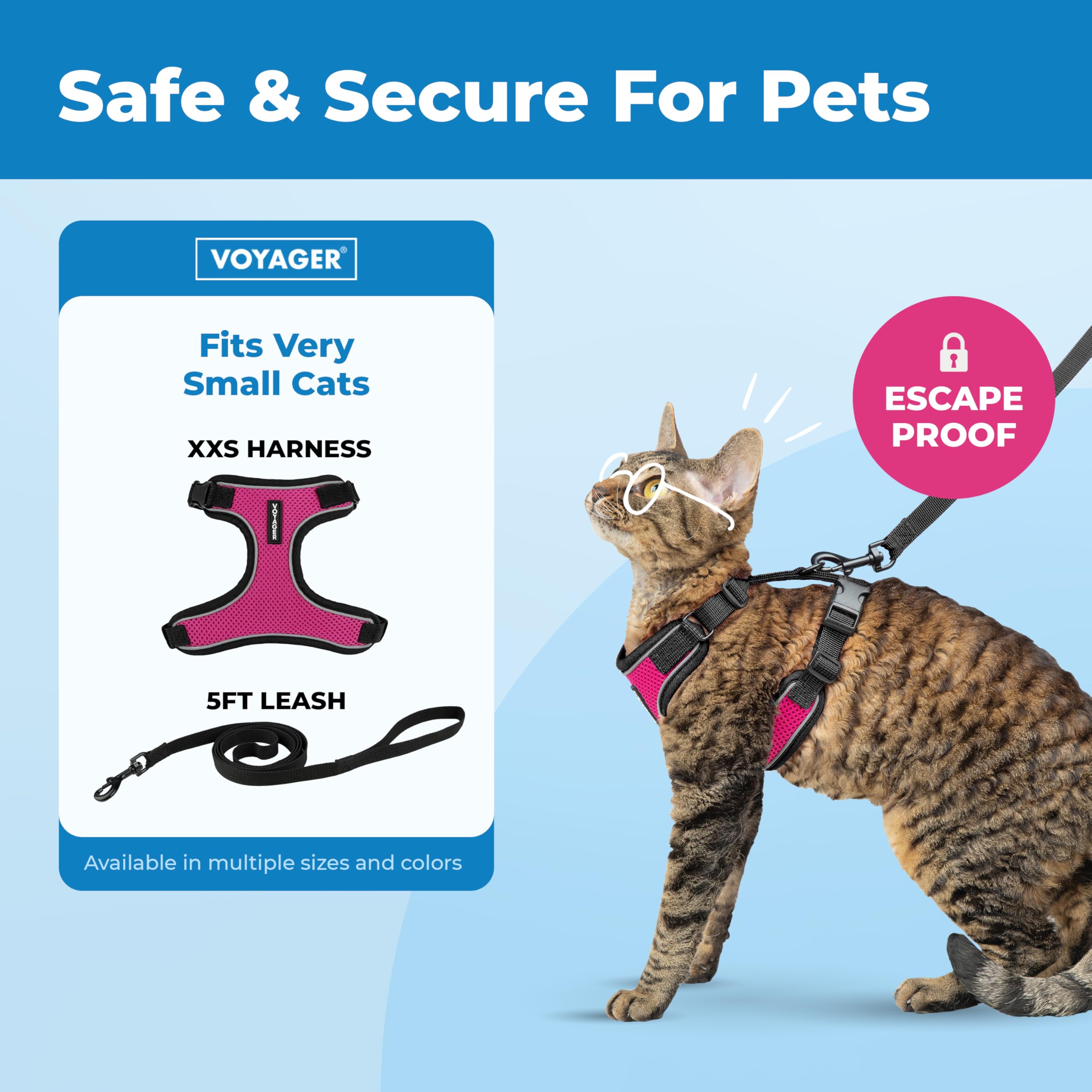 Best Pet Supplies Voyager Escape Proof Cat Harness and Leash Set - XXS, Fuchsia 2