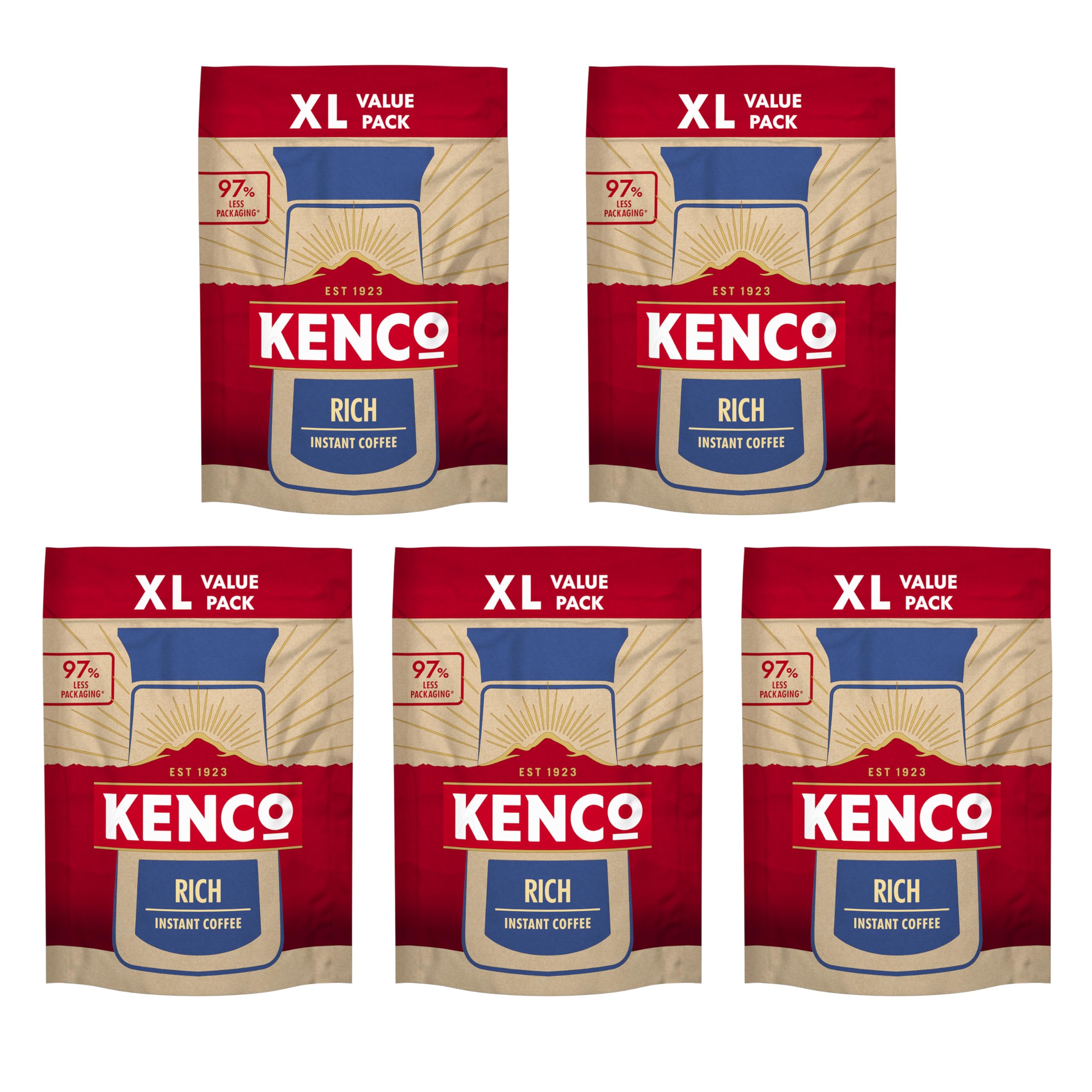 Kenco Rich Instant Coffee Refill - Full Flavoured Blend | 5 x 300g Packs | Home Recyclable Packaging