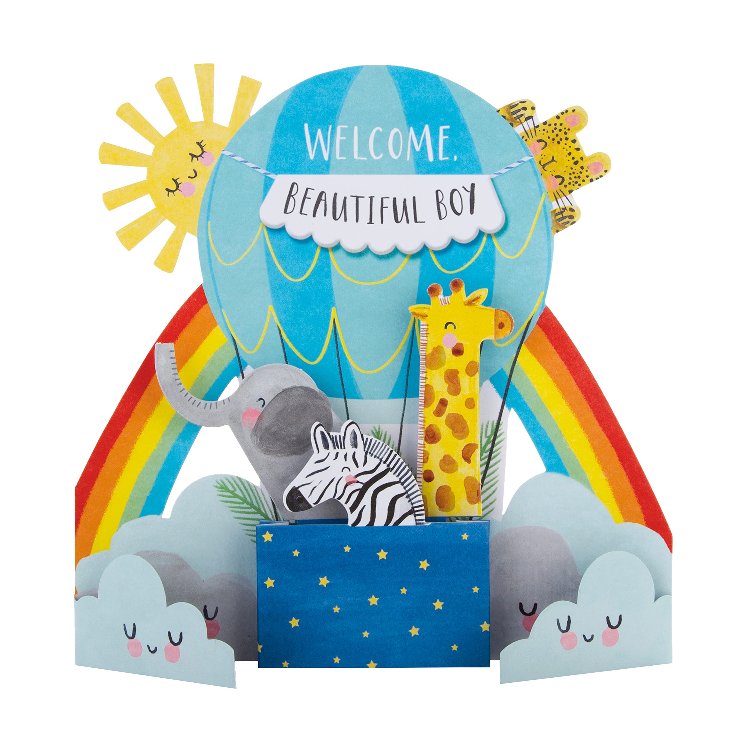Hallmark Baby Boy Congratulations Card - 3D Pop-Out Hot Air Balloon | Die-Cut Board | 19.8cm x 19.8cm 4