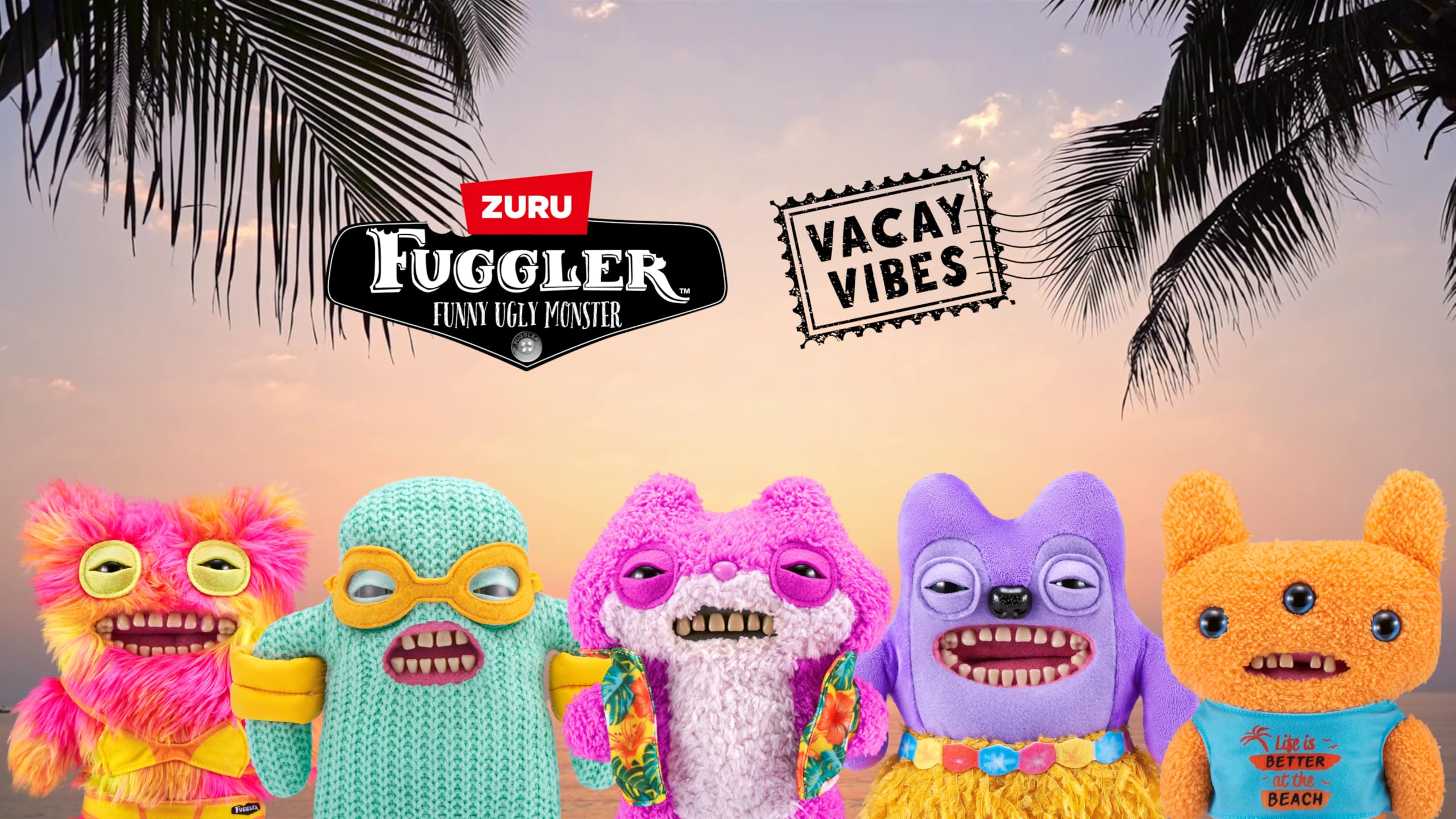 Fuggler Vacay Vibes - Sketchy Squirrel Pink Plush Collectible Toy 3