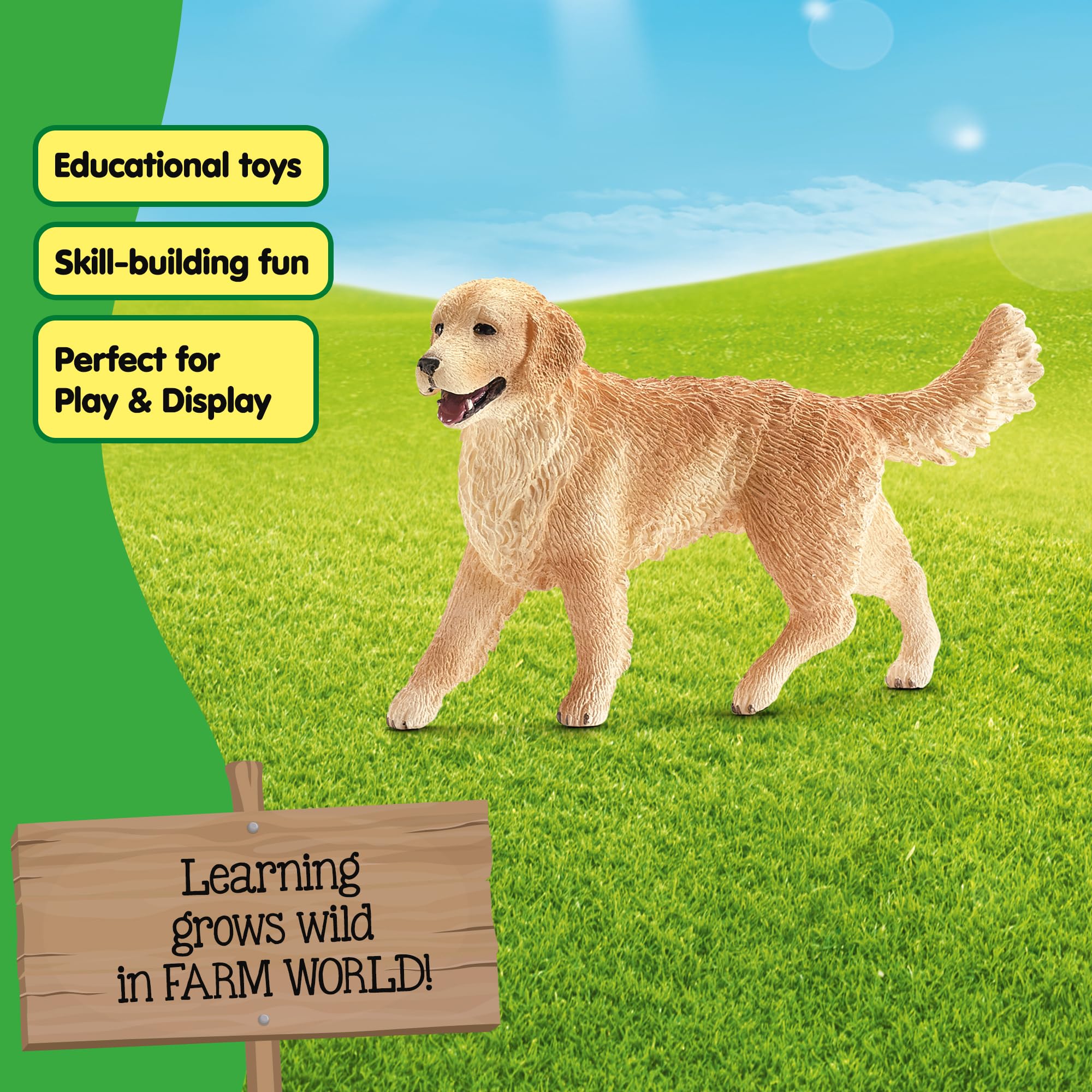 Schleich FARM WORLD Golden Retriever Female Figurine | Ages 3+ | Beige | 2 Inches 3