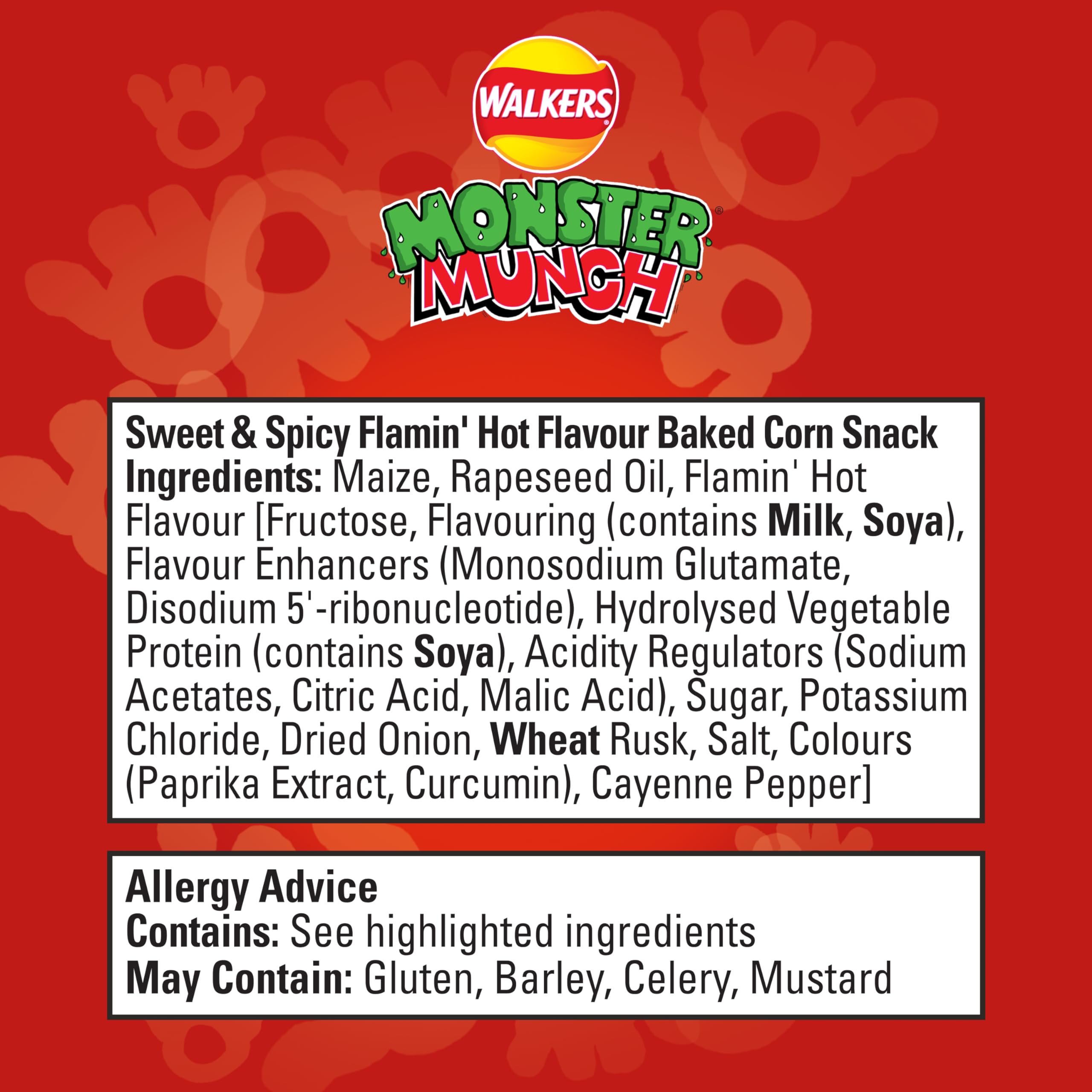 Walkers Monster Munch Flamin' Hot Snacks Crisps 40g (Case of 35)