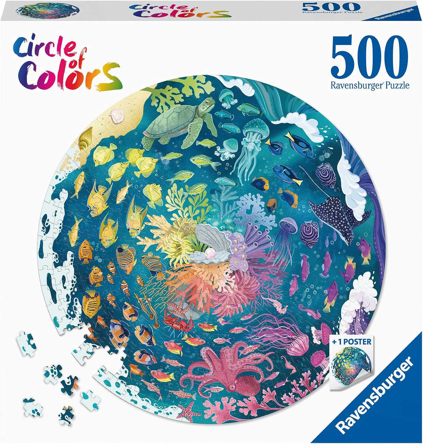 Ravensburger 17170 Circle of Colours-Oceans Circular 500 Piece Jigsaw Puzzle for