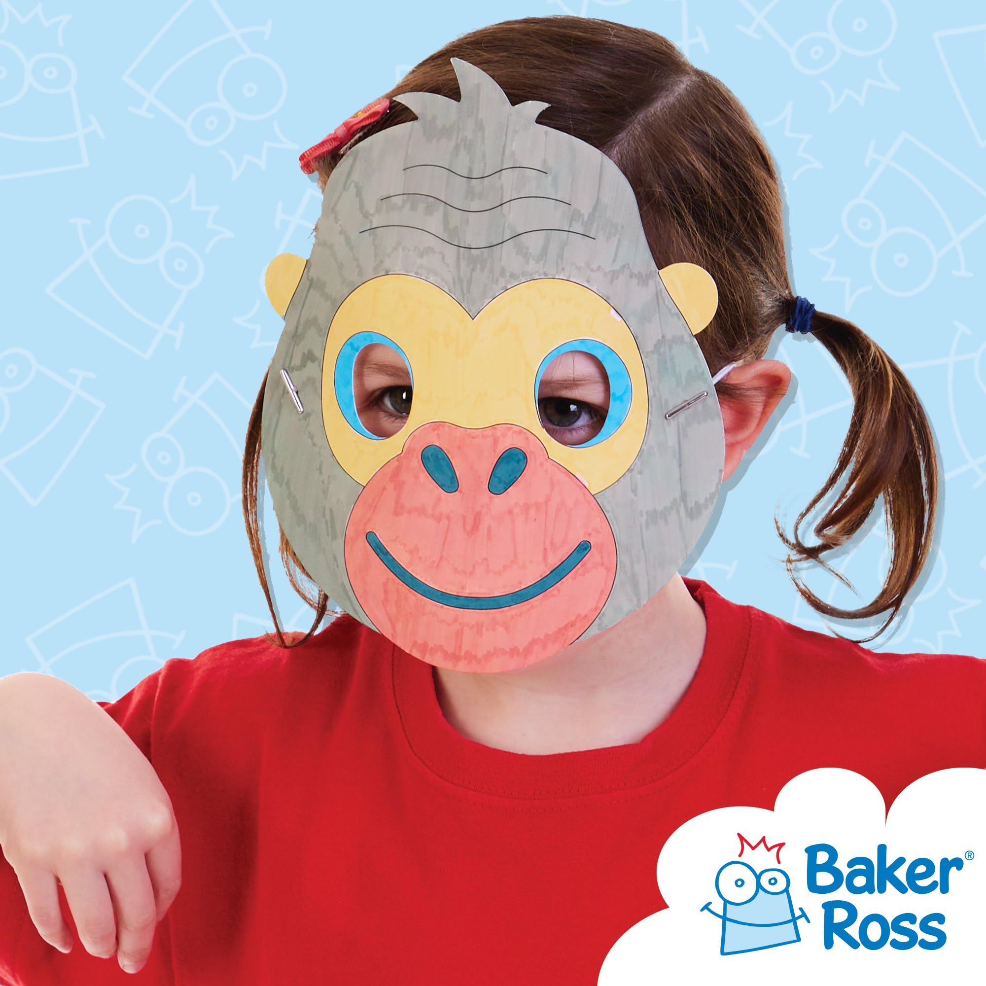 Baker Ross FX556 Rainforest Animal Colour In Masks - Pack of 10 | Felt Cloth | Ages 3+ 4