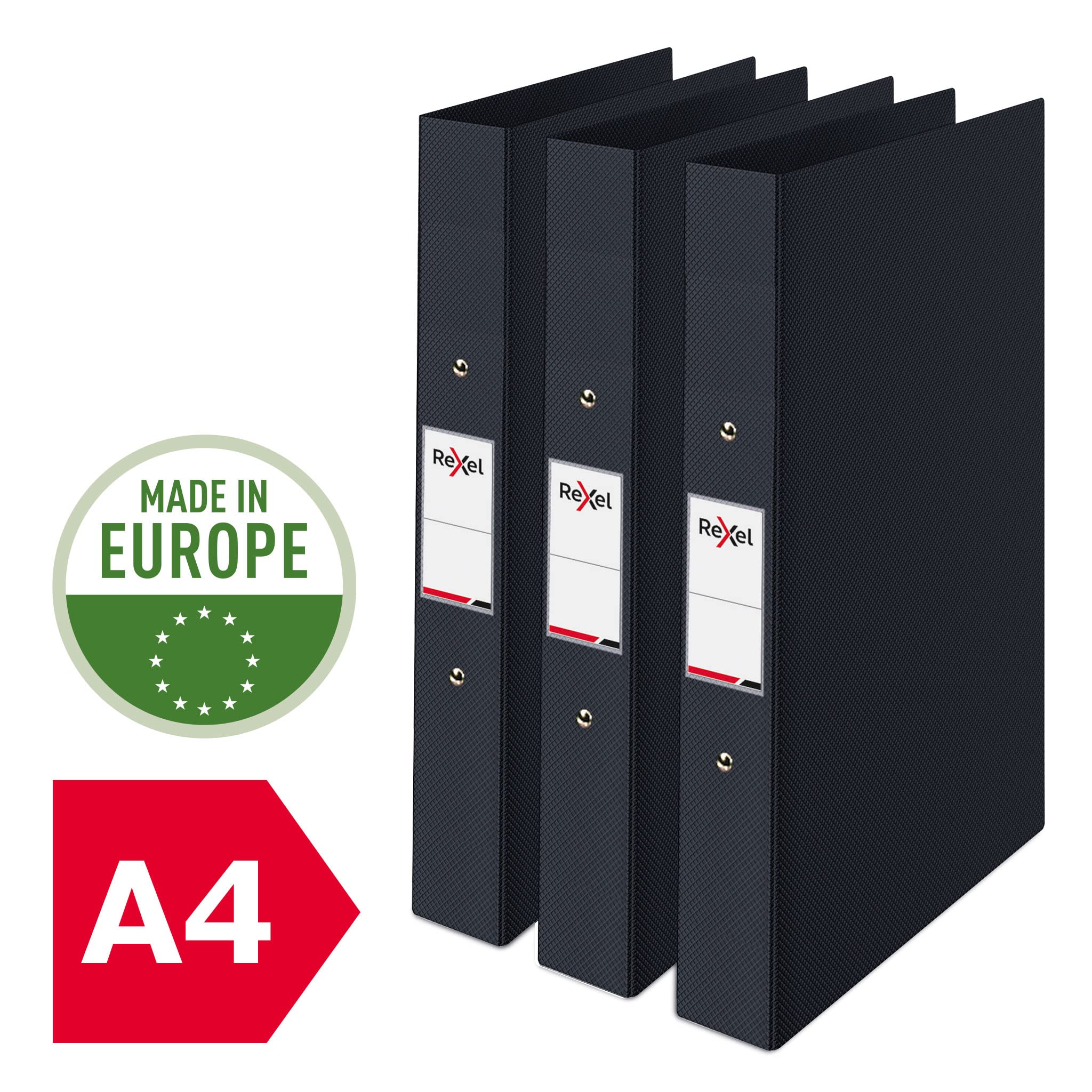 Rexel Choices A4 O-Ring Binder - 25mm Spine, 190 Sheet Capacity, Black, 3 Pack