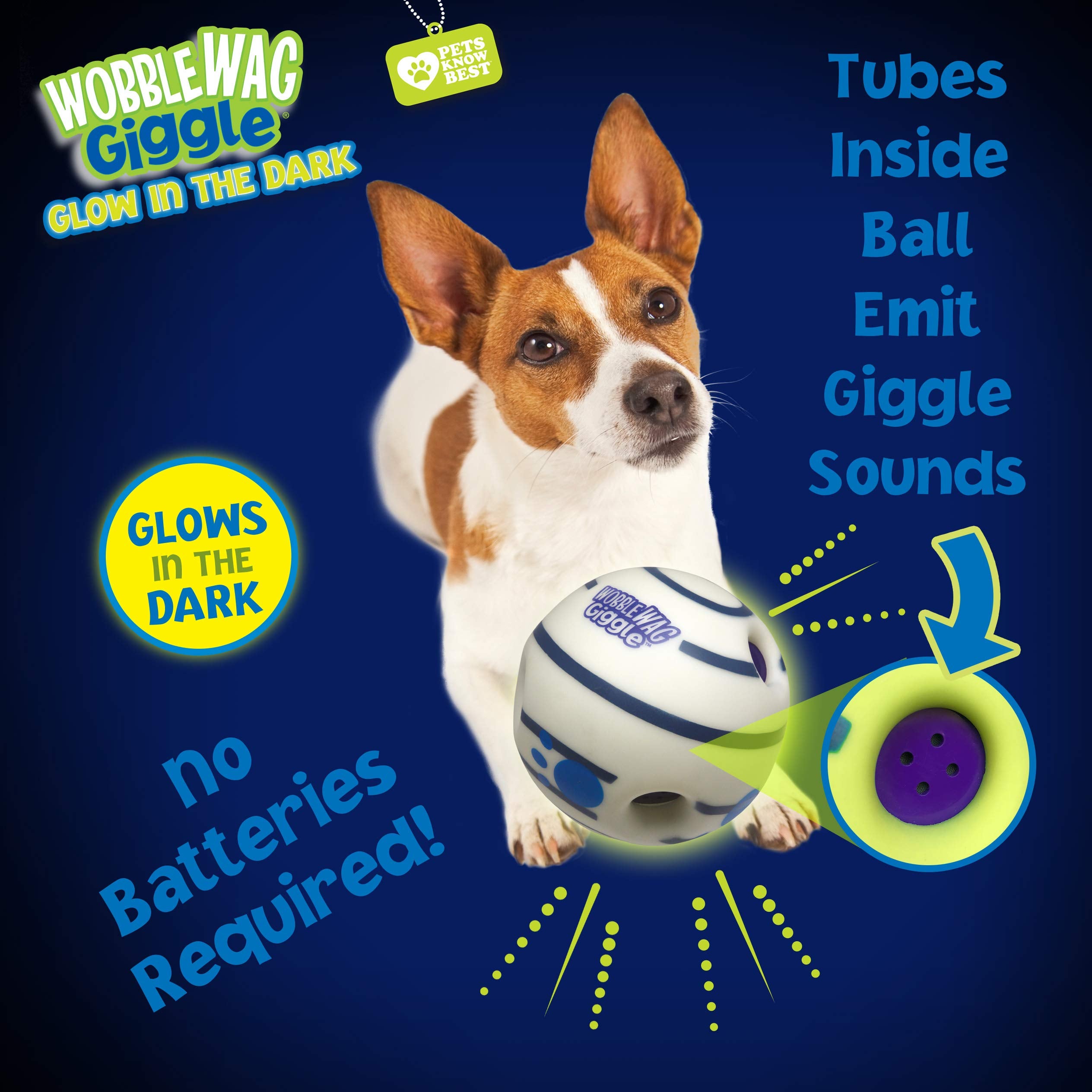 Wobble Wag Giggle Ball - Interactive Dog Toy with Glow in the Dark Feature | Durable Vinyl 3