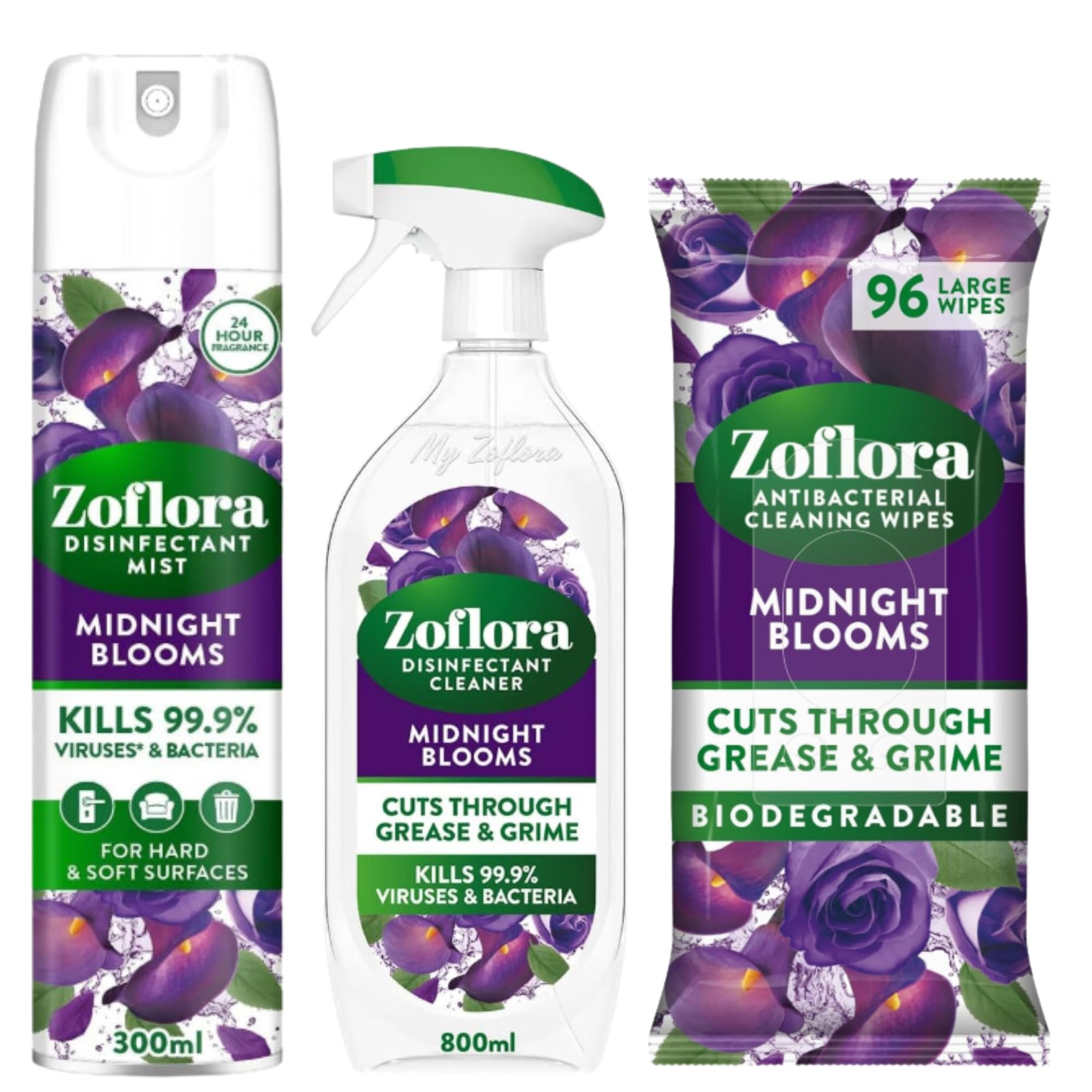 Zoflora Antibacterial Multi-Surface Wipes - Midnight Blooms Scent | 96 Count Biodegradable Wipes 7