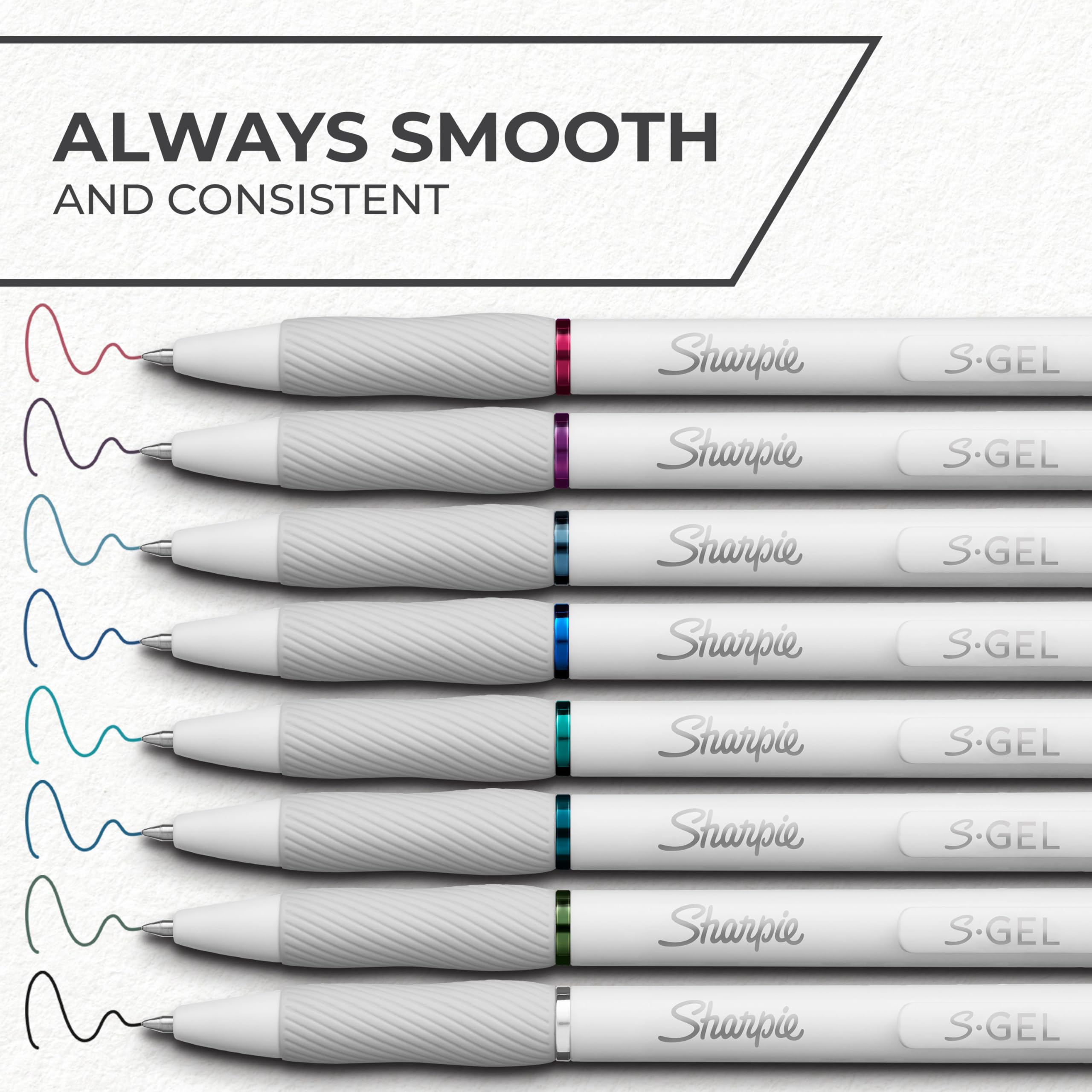 Sharpie S-Gel Gel Pens - Medium Point 0.7mm | No Smear, No Bleed | Pack of 12 Assorted Ink 3