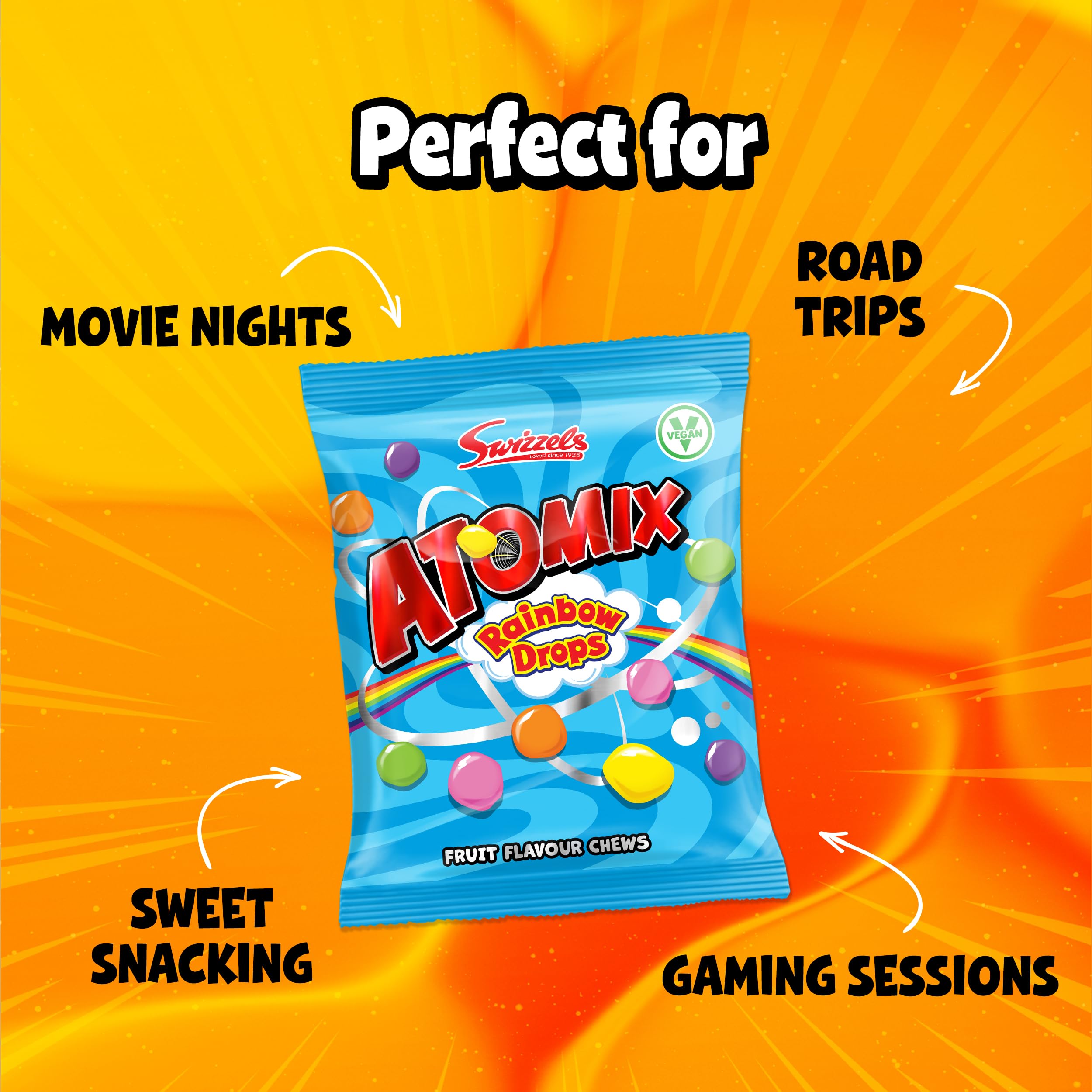 Swizzels Atomix Rainbow Drops - Fruity Chewy Sweets with Crispy Shells | 110g Bag 3