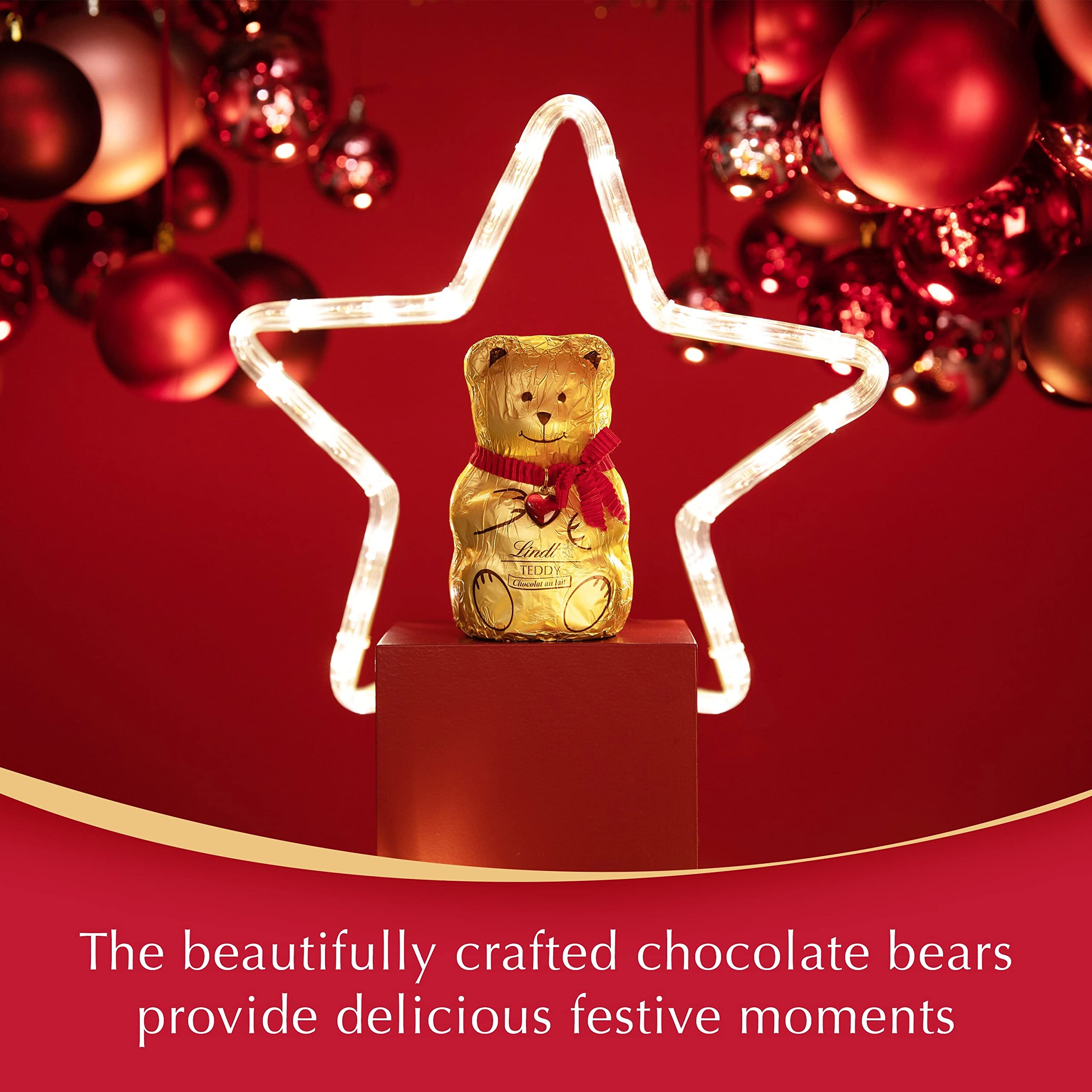 Lindt - Teddy Gold Milk Chocolate Christmas Tree Decorations 60g (6 Teddies) 3