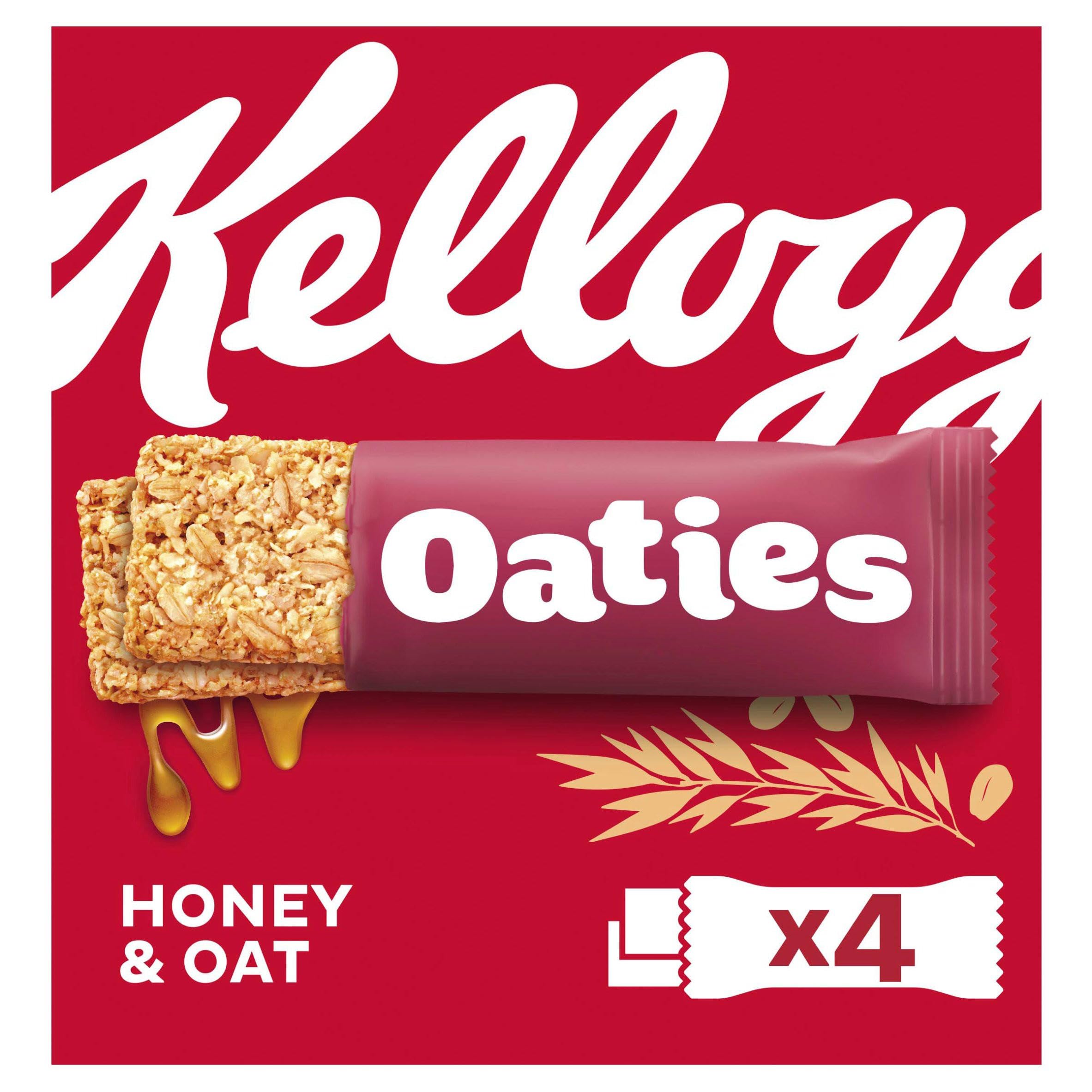 Kellogg's Oaties Honey & Oat Snack Bar - Wholegrain Oats (61%) | 4 x 40g Bars