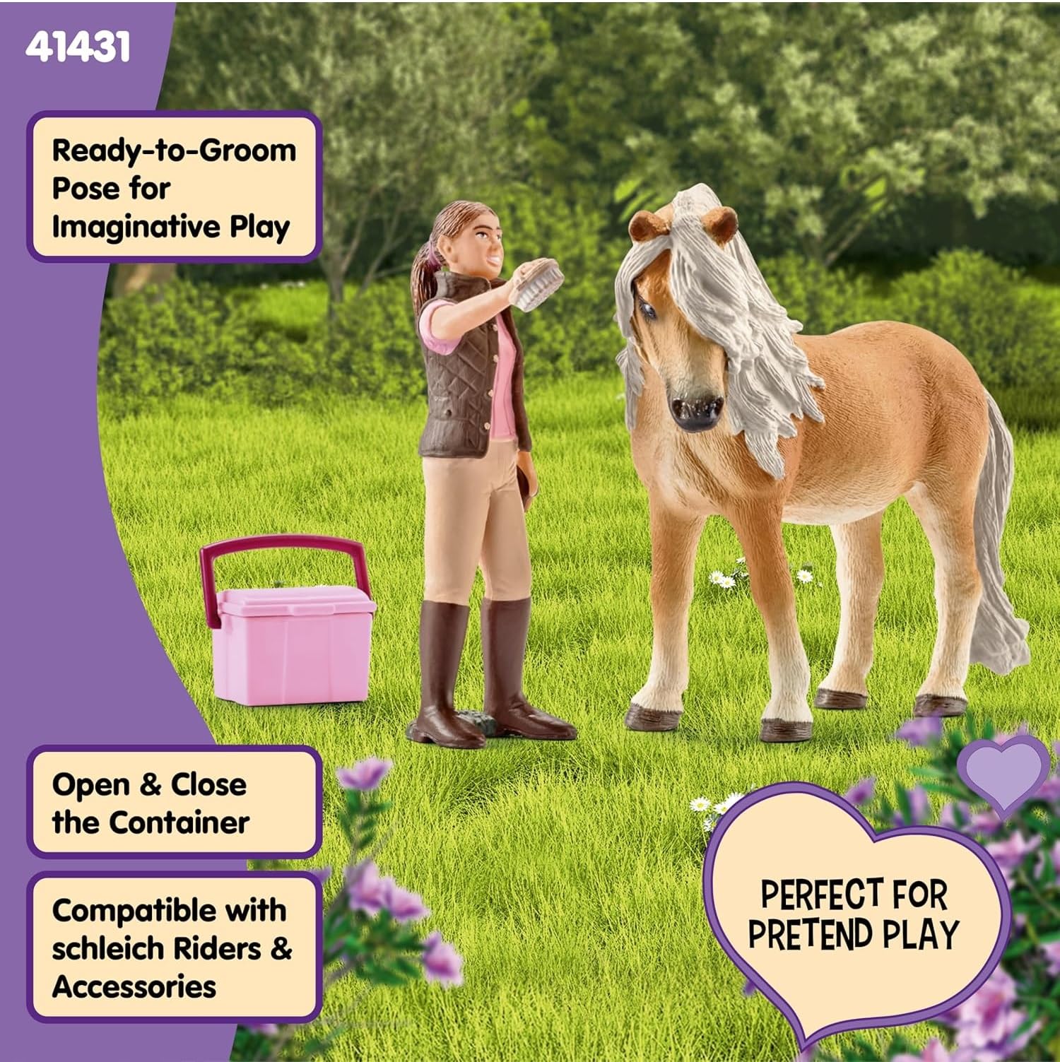 Schleich Horse Club Groom with Icelandic Pony Mare Playset | Model 41431 | Ages 5+ 3
