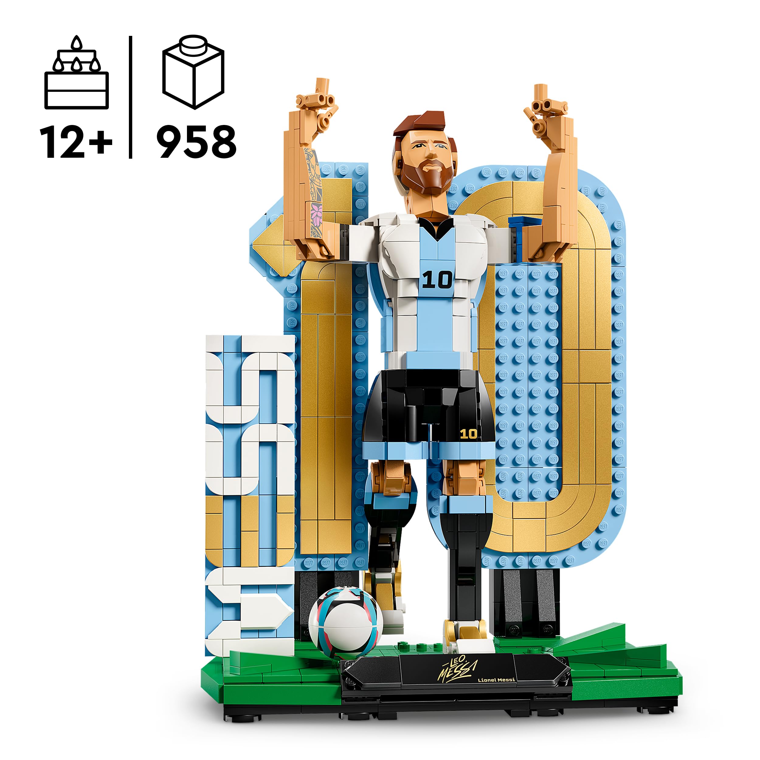 LEGO Editions Lionel Messi – Football Legend 3D Figure Display Model | Age 12+