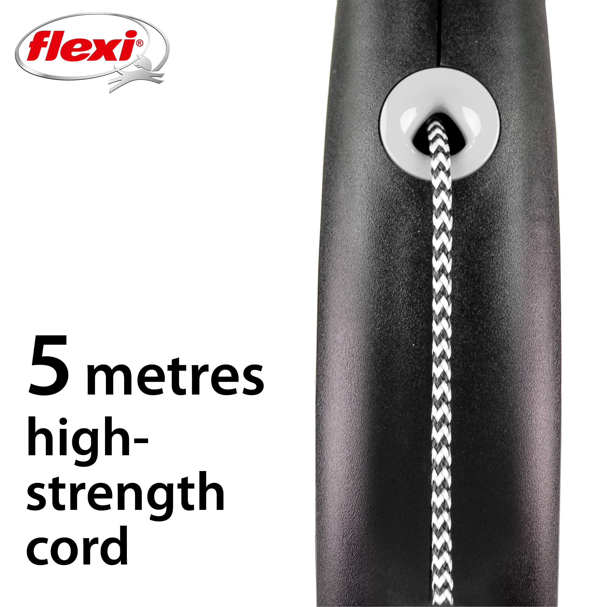 flexi Black Design Retractable Dog Leash - Small Size (5m) | Black Nylon Cord | For Extra Small Dogs 3