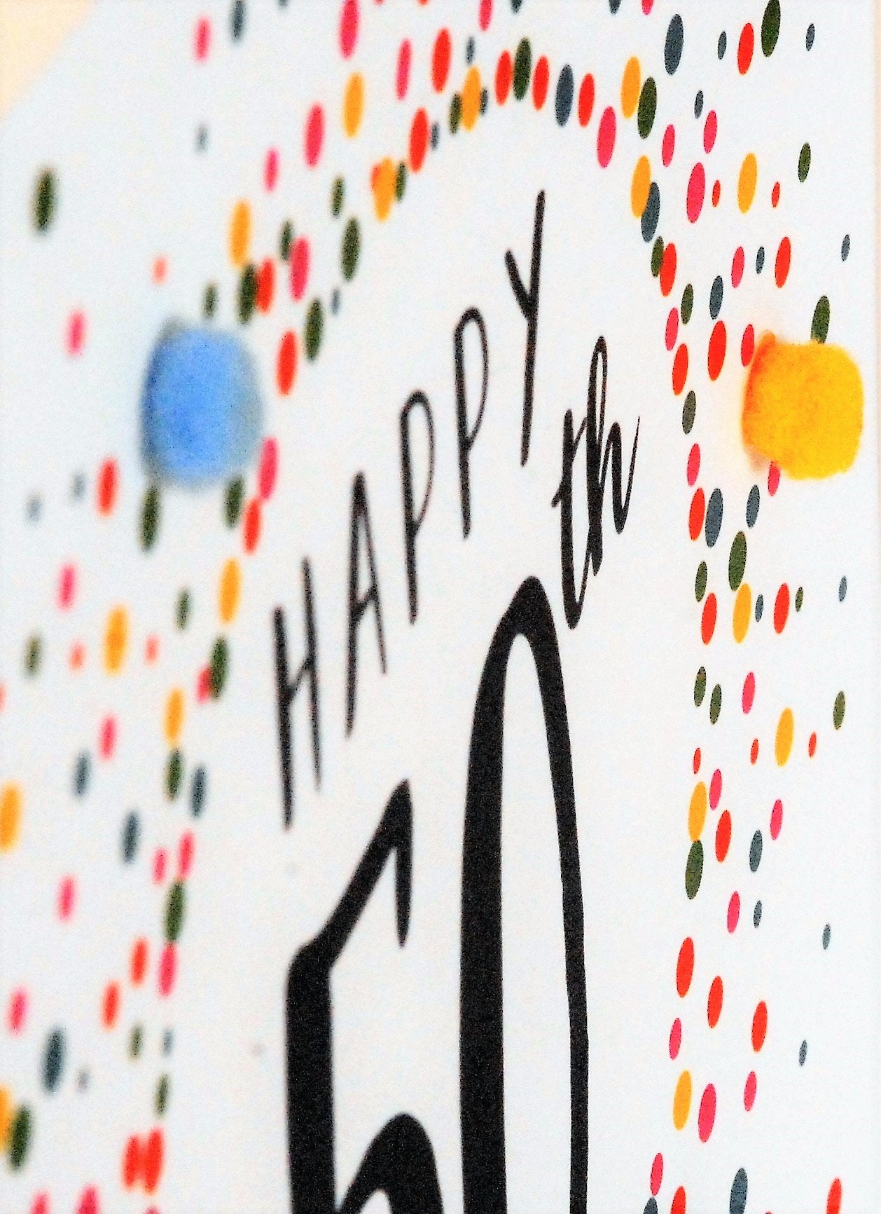 Claire Giles Greeting Cards - Dotty Age 50 Birthday Card with Colourful Pompoms | 150x150mm 3