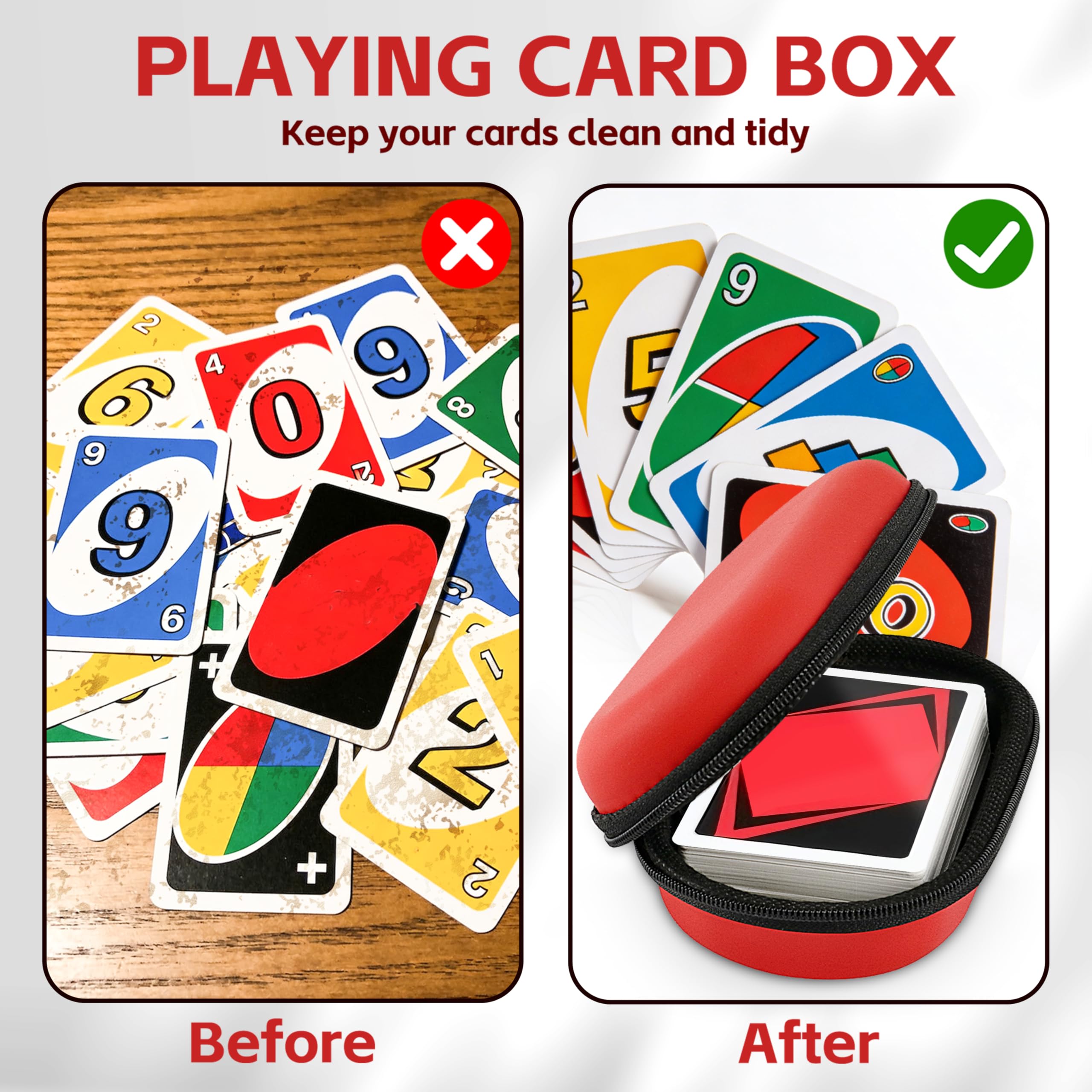 MOXYOY Card Box for Standard Decks - Shockproof EVA, Holds 110 Cards | Red 5