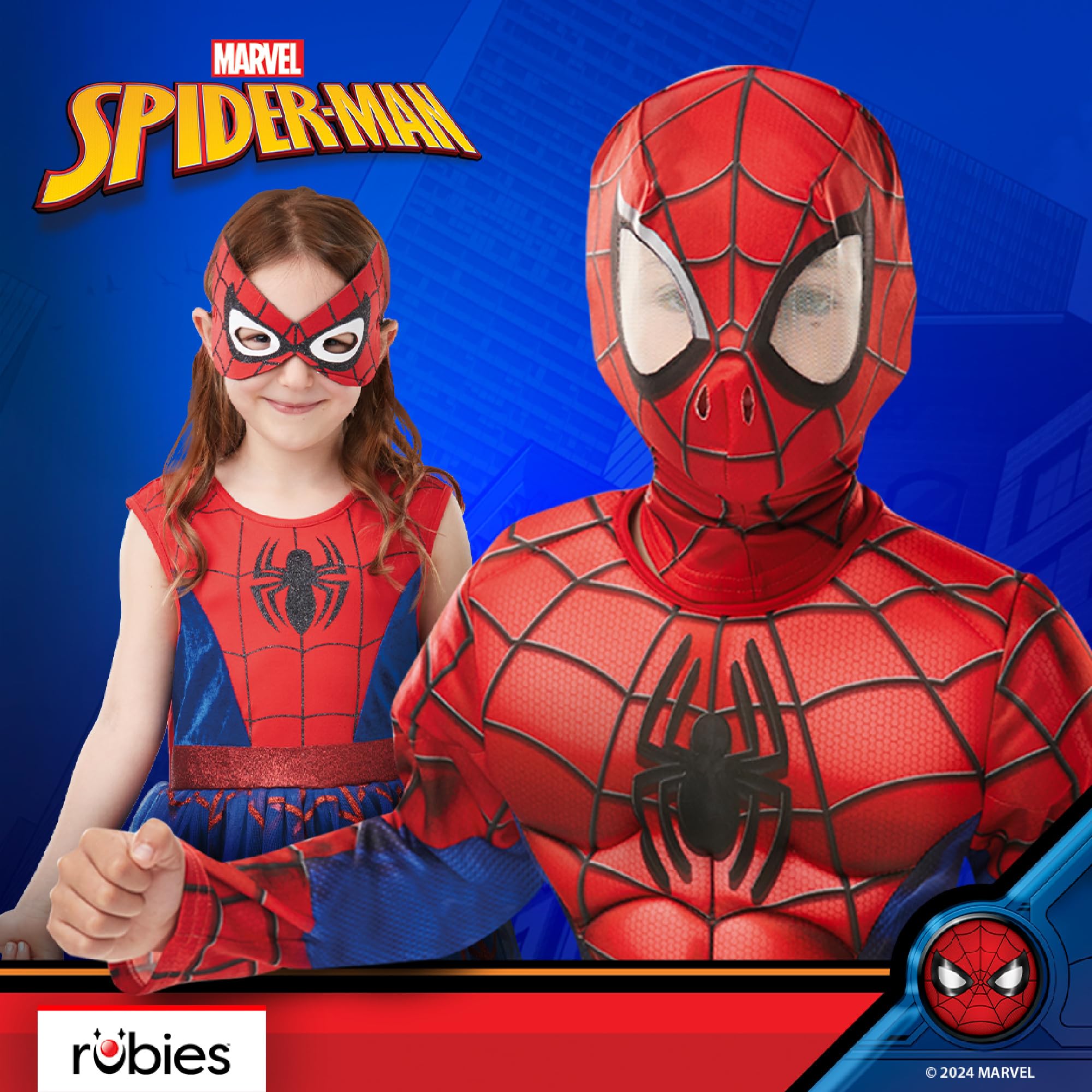 Rubies Official Marvel Spider-Man Deluxe Padded Muscles Child Costume | Size 5-6 Years | Polyester 7