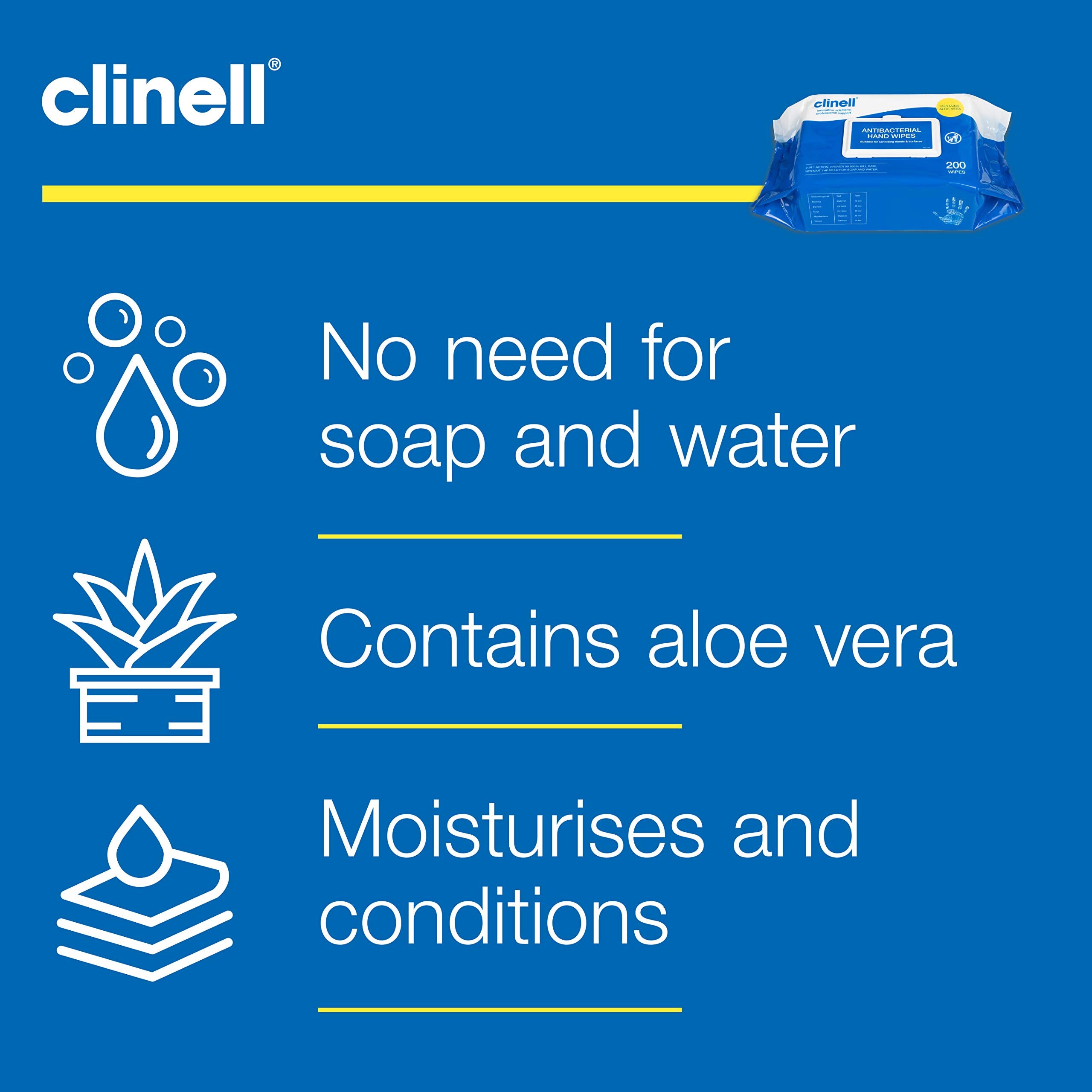 Clinell Antimicrobial Hand Wipes - Alcohol-Free Disinfectant | 200 Count Canister 7