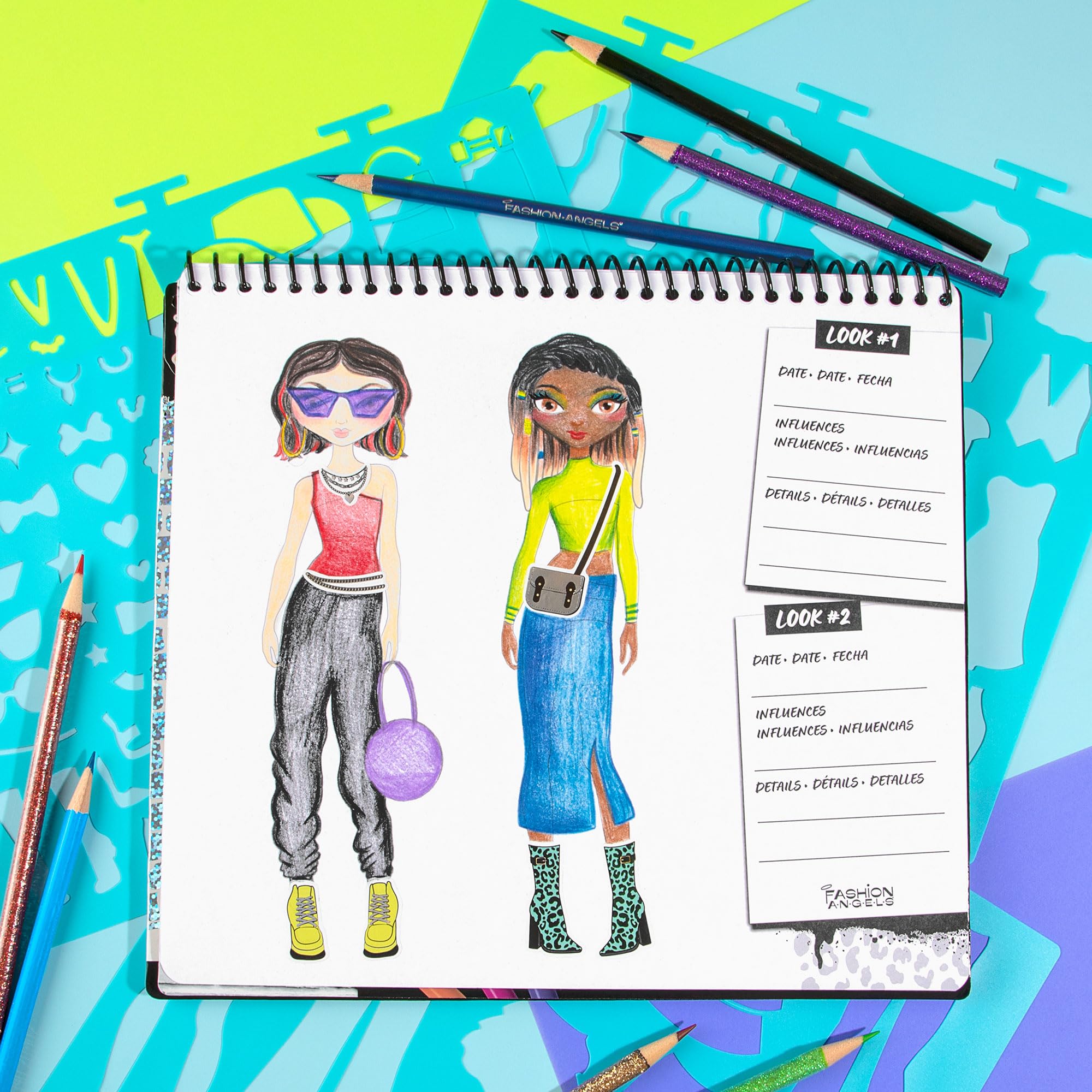 Fashion Angels Streetwear Fashion Design Sketch Portfolio - 30 Sheets | 4 Stencils | 100+ Stickers 4