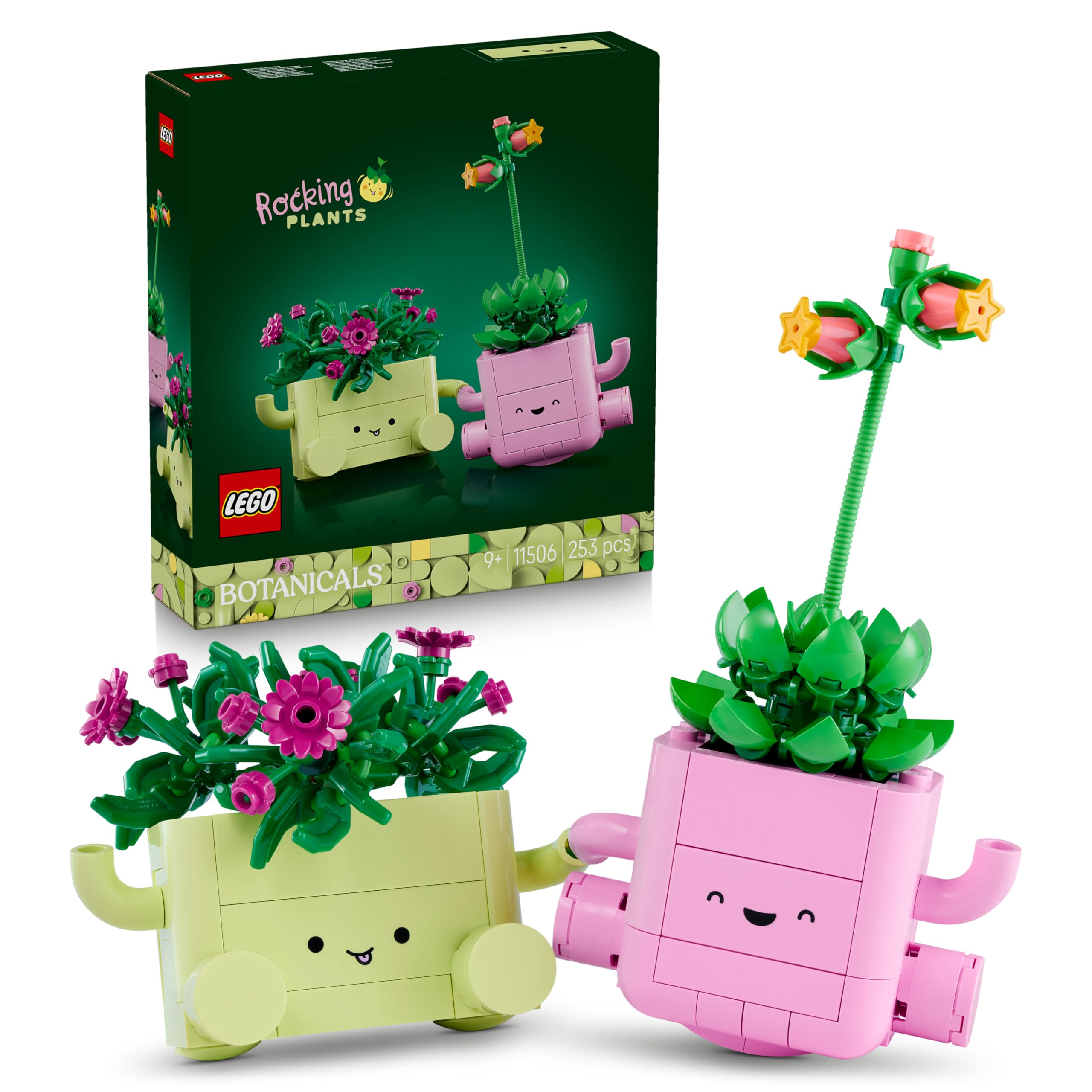 LEGO Botanicals Rocking Plants Set - 2 Artificial Plants, Pastel Pots | Ages 9+