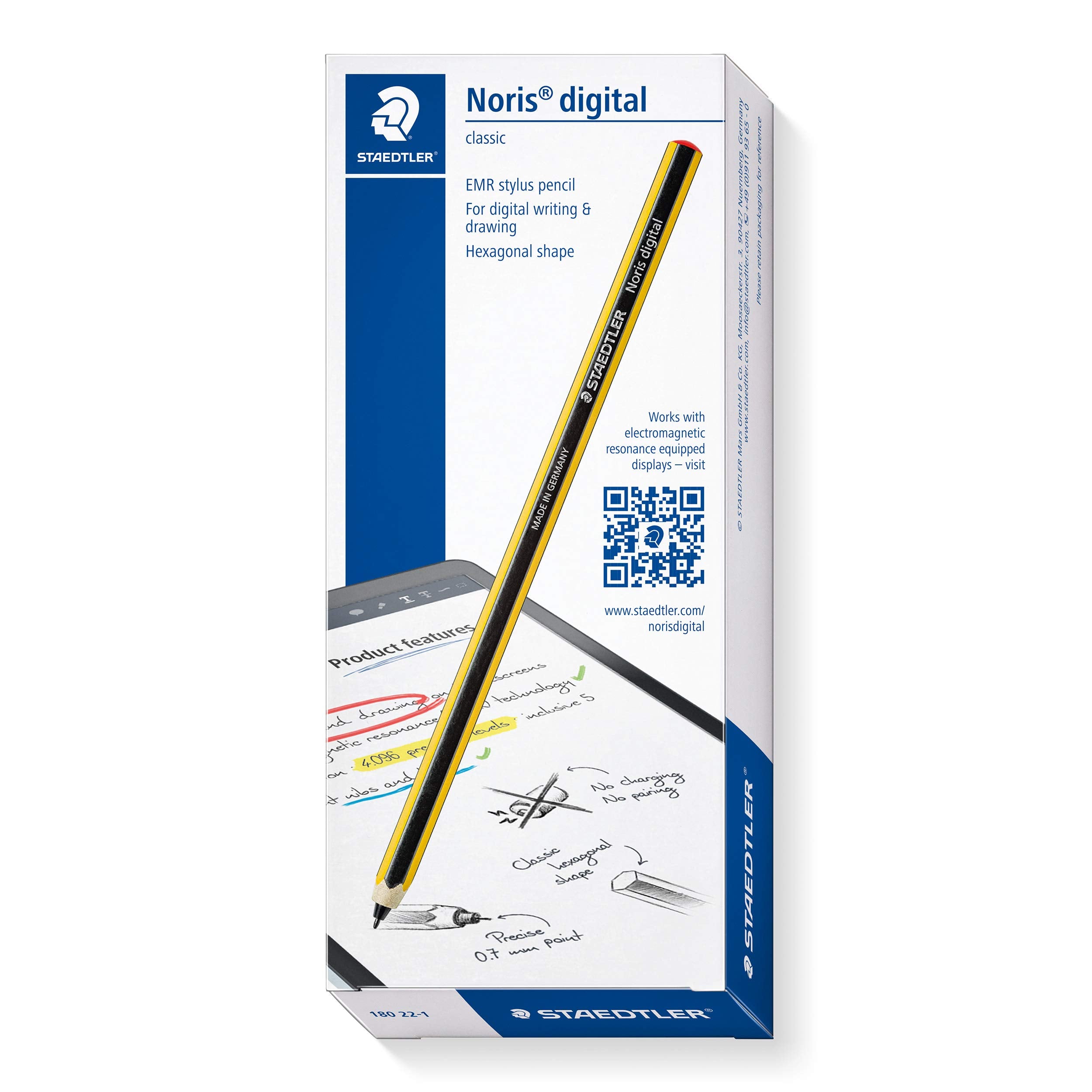 STAEDTLER Noris Classic Digital Stylus Pen - 4,096 Pressure Levels | EMR Palm Rejection | No Charging