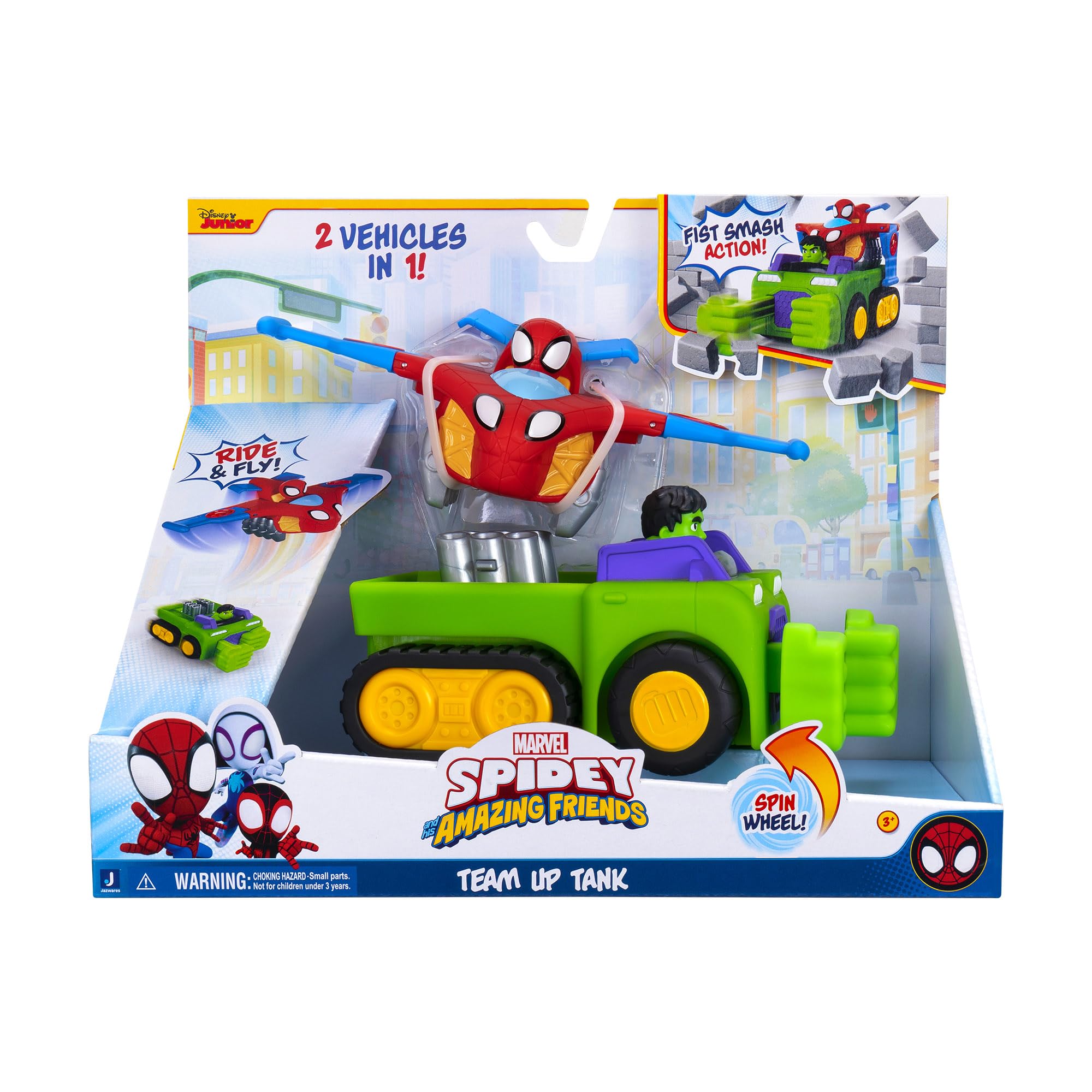 Spidey and His Amazing Friends Marvel Team Up Tank - 6-Inch Hulk Smash Tank & 4-Inch Spidey Glider Jet 6