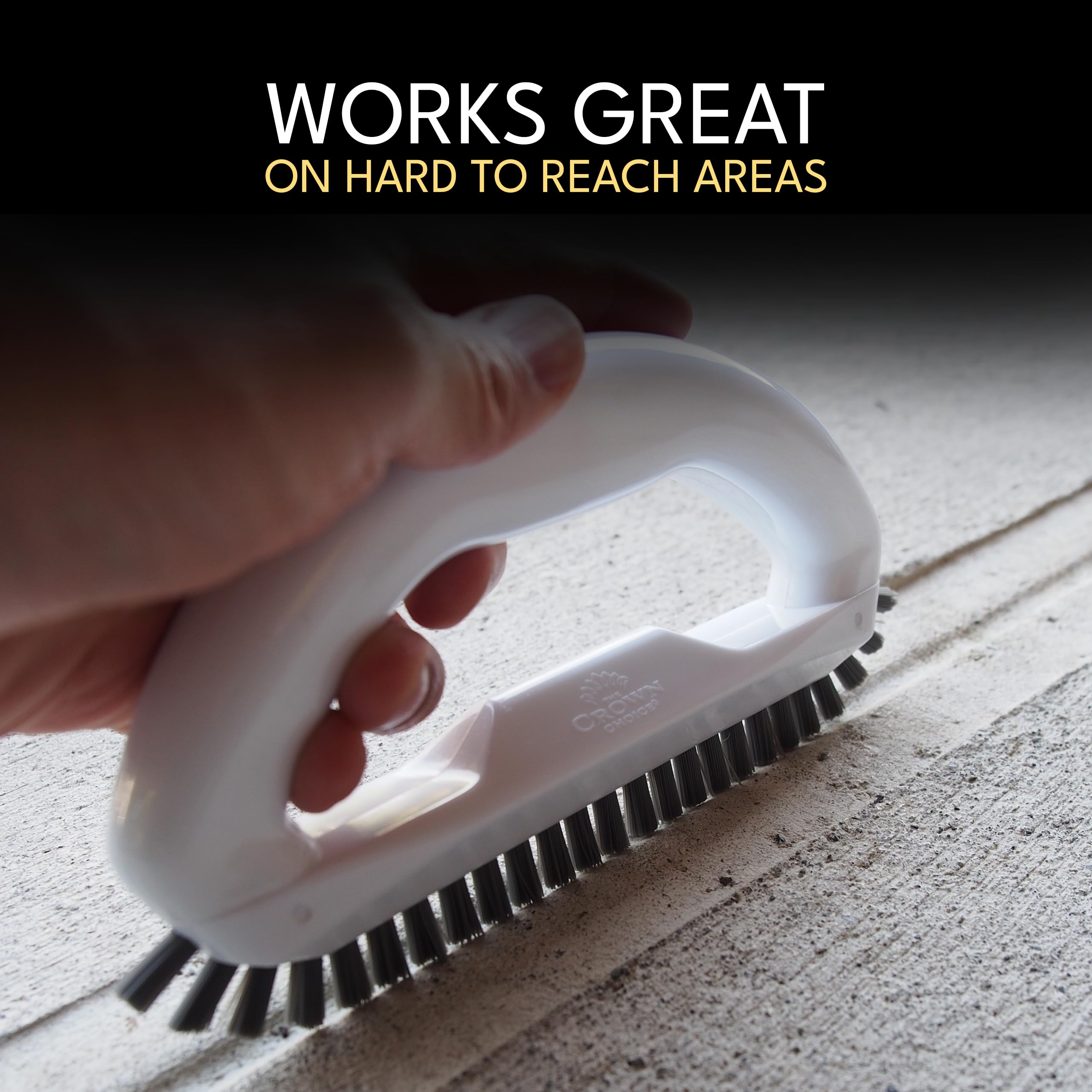 The Crown Choice Grout Cleaner Brush - Stiff Angled Bristles for Tile & Corner Cleaning | Heavy Duty Nylon 6