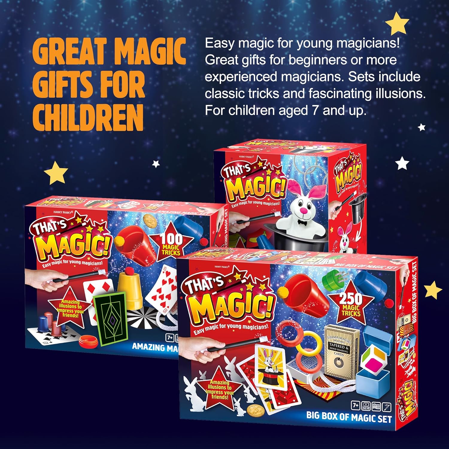That's Magic Magic Hat Set with 75 Tricks, Rabbit, and Secret Compartment Hat for Kids 7