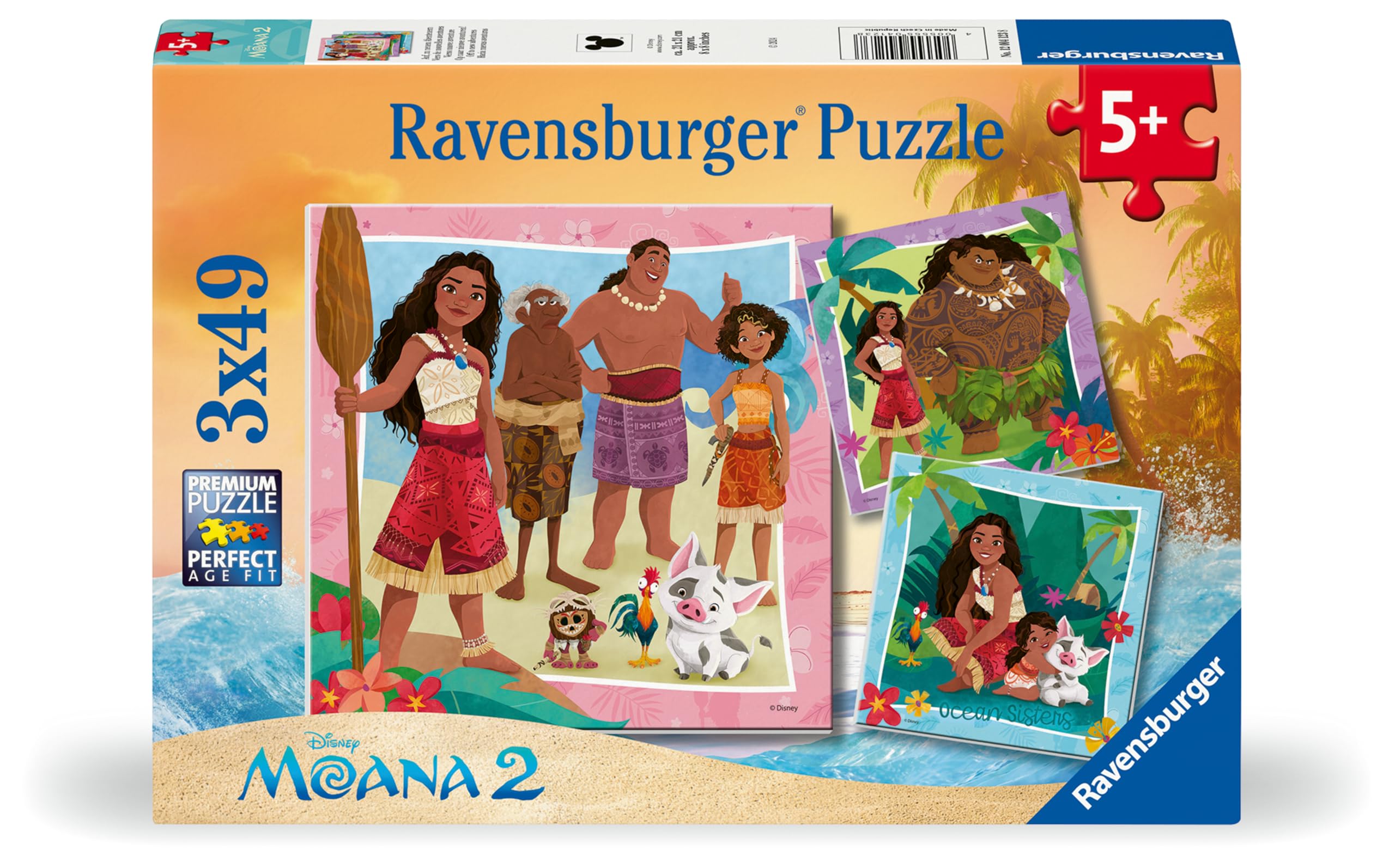 Ravensburger Disney Moana 2 Jigsaw Puzzle Set - 3 x 49 Pieces | Ages 5+ | FSC Certified