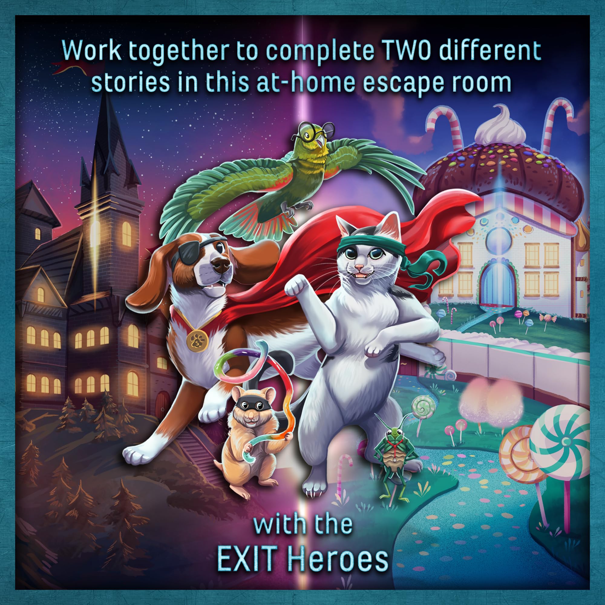 Thames & Kosmos EXIT: Family Heroes Card Game - 2 Escape Room Adventures | Ages 8+ | 2-4 Players