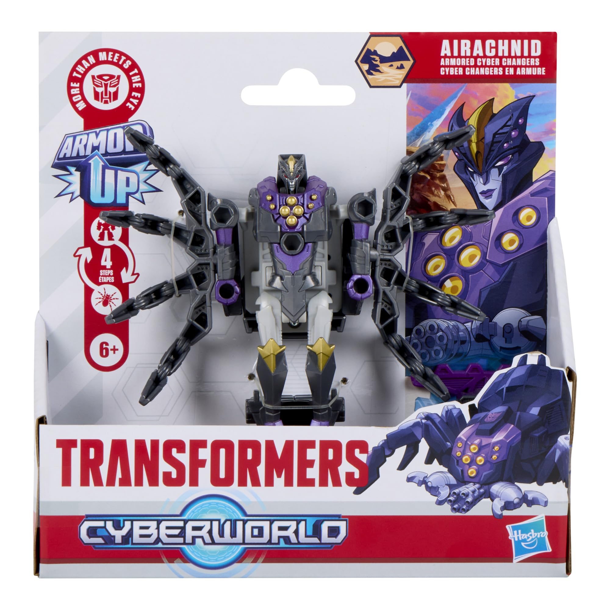 Transformers Airachnid Armored Cyber Changers Action Figure - 10-cm Robot to Spider | Hasbro