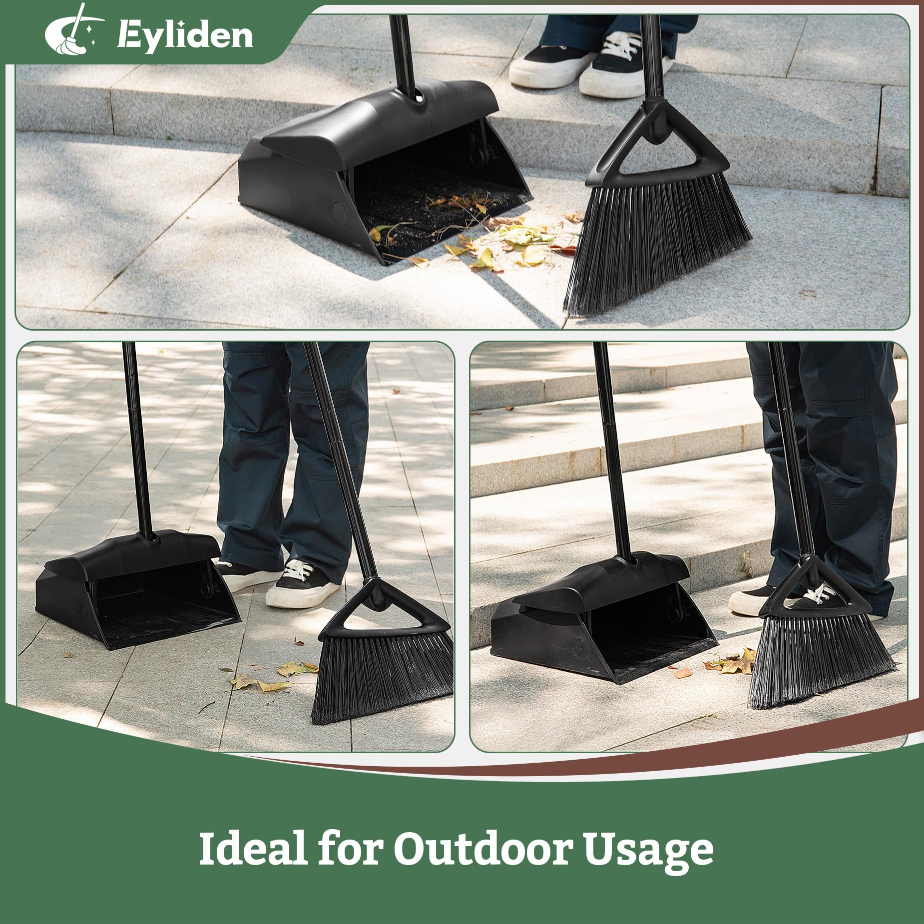 Eyliden Long Handled Dustpan and Brush Set - Upright, Windproof Lid | 58.8in Broom 3