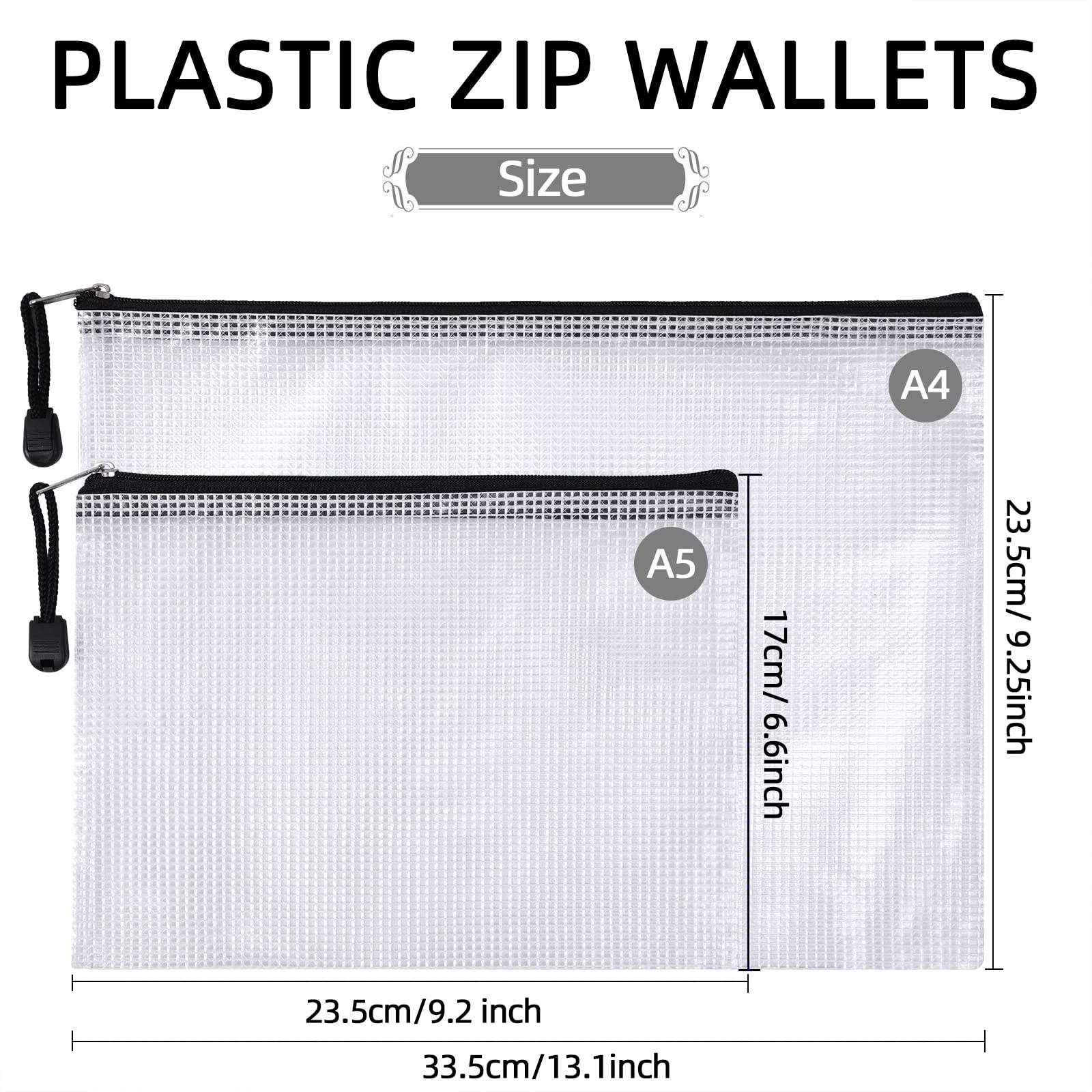 NORTHERN BROTHERS Zip Document Wallets - 24PCS A4/A5 Size, 12 Assorted Colors, PVC 4
