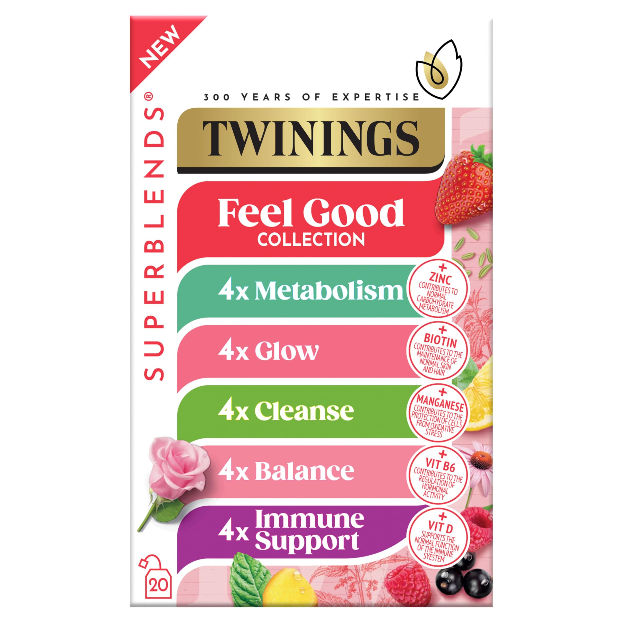 Twinings Feel Good Collection Herbal Tea - Promotes Relaxation | 4 Items | Teabags