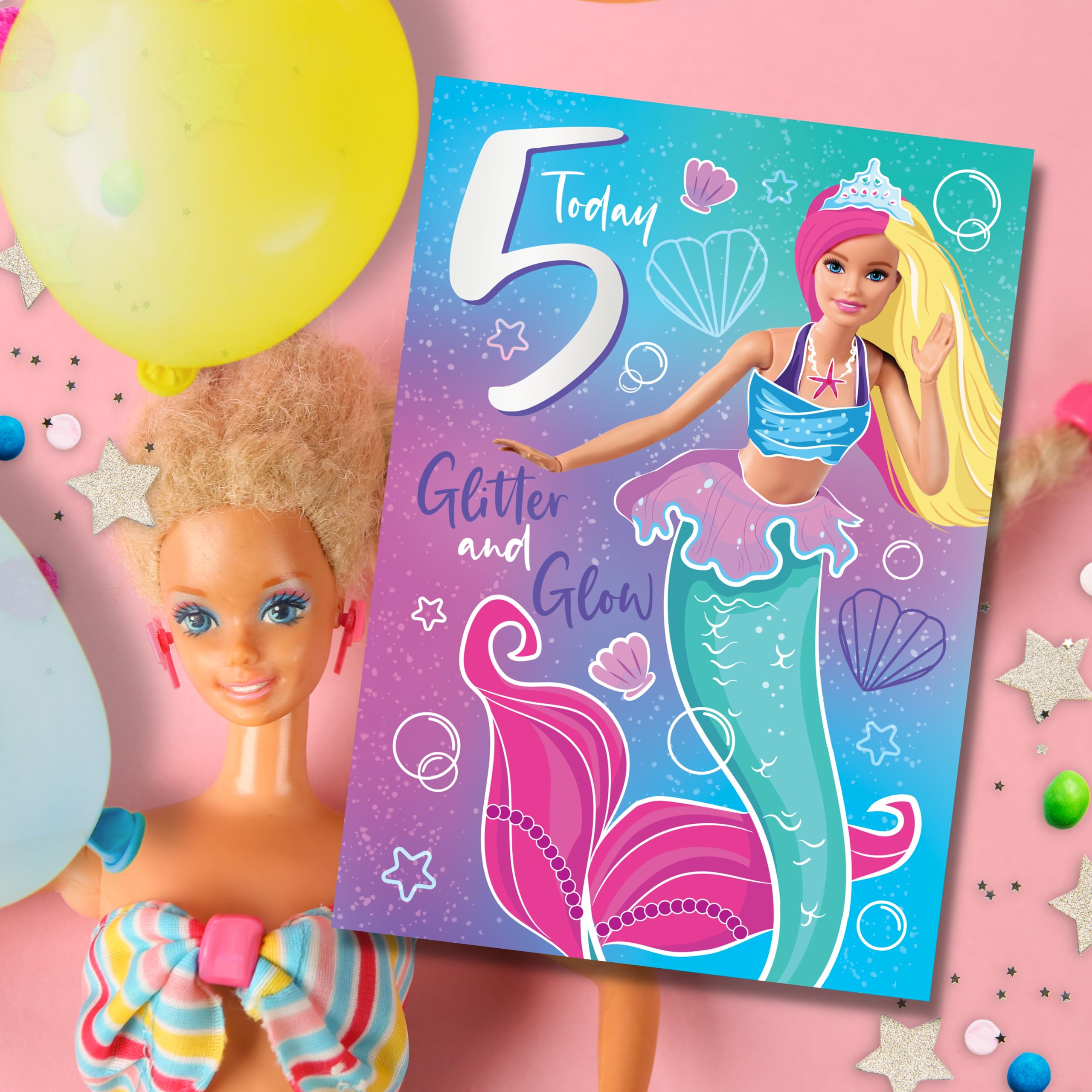 Danilo Promotions LTD Barbie Birthday Card - Age 5 | 178x152mm 4