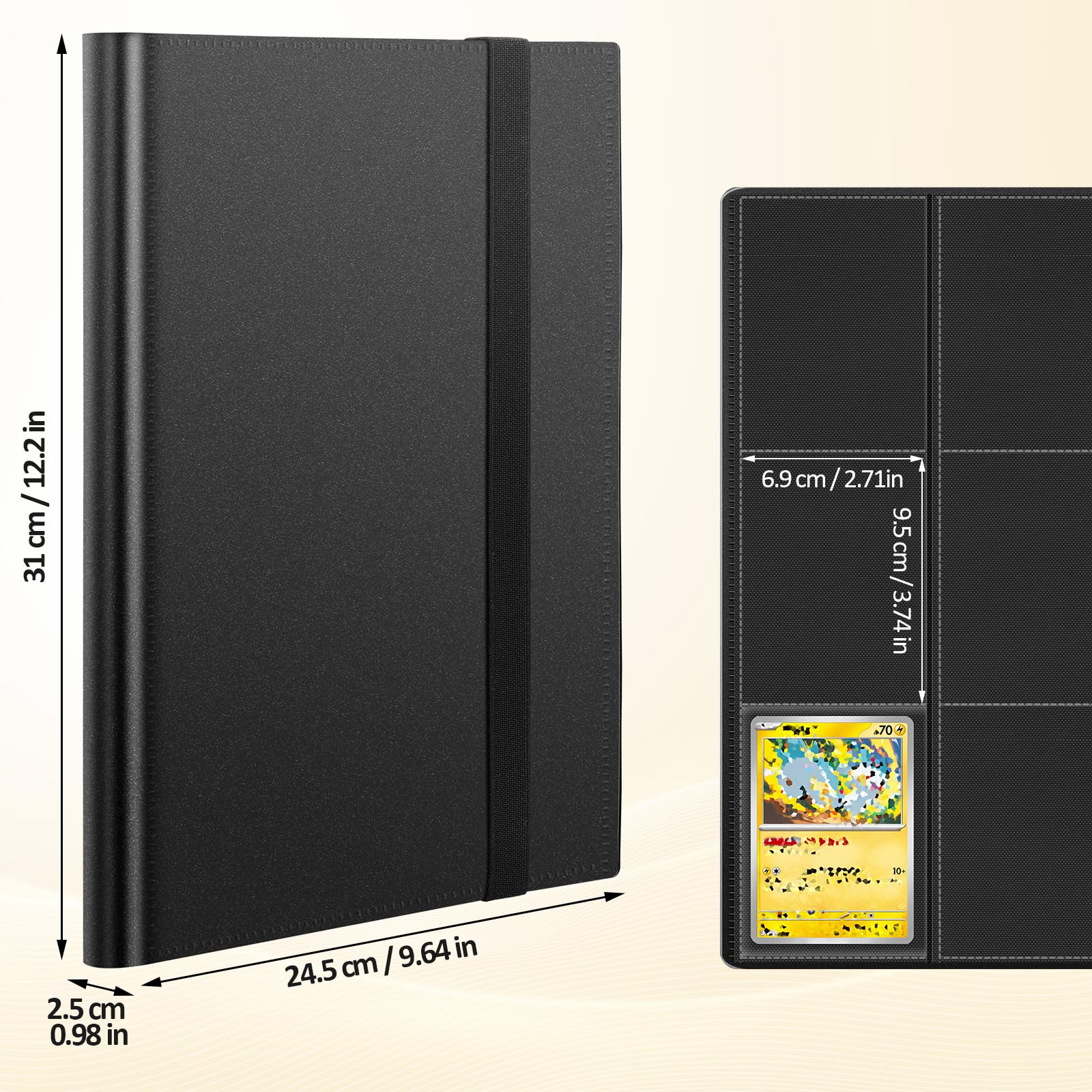 Euqvunn Trading Card Binder - 432 Pockets, 24 Sheets, Black | Archival Safe Storage