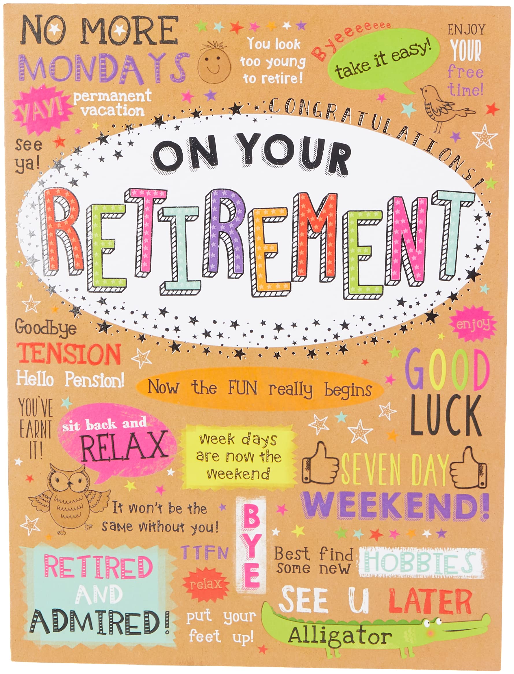 Piccadilly Greetings Retirement Card - Large 12 x 9 Inches | Blank Inside | Made in UK