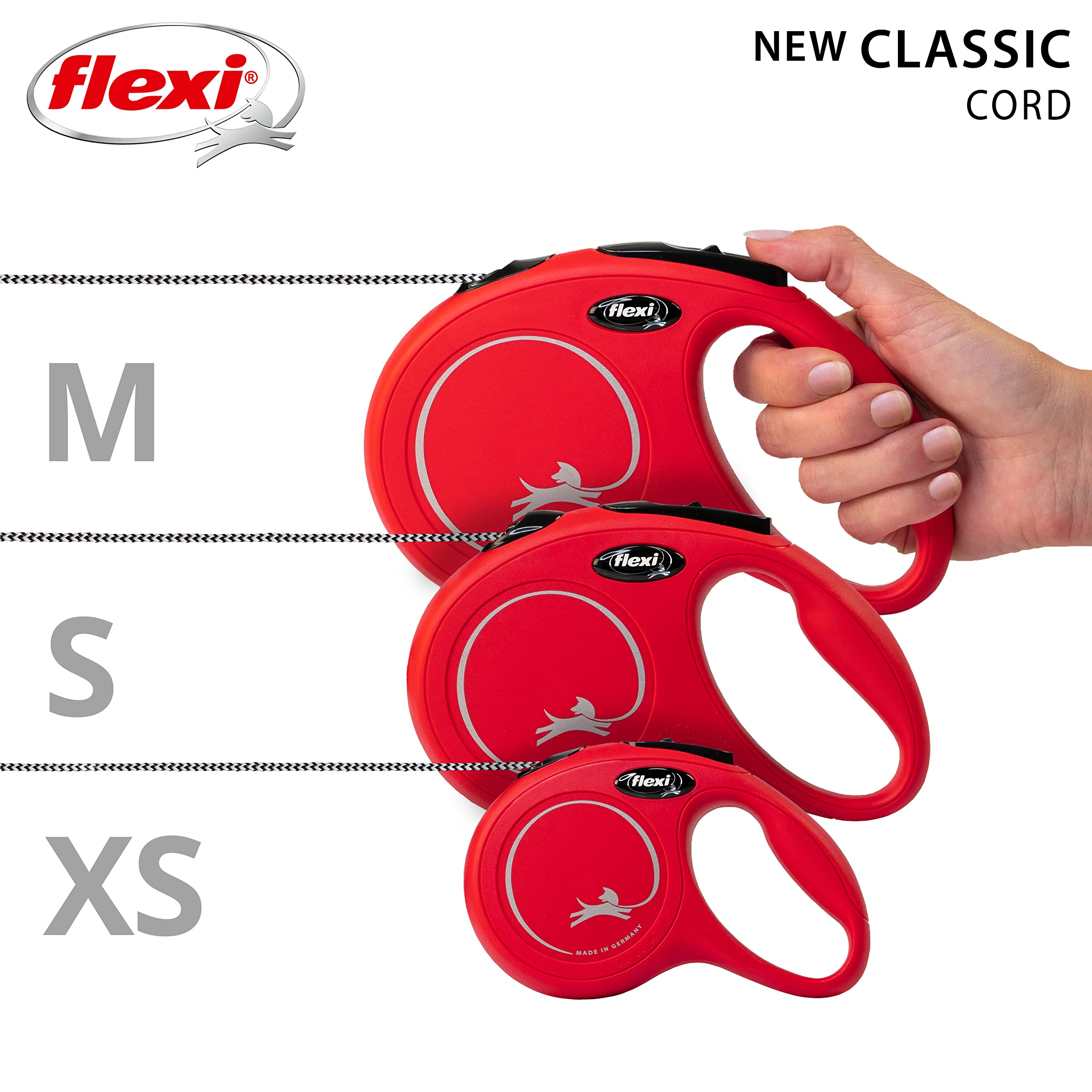 flexi New Classic Cord Retractable Lead Red Small 8m for Dogs up to 12kg 5