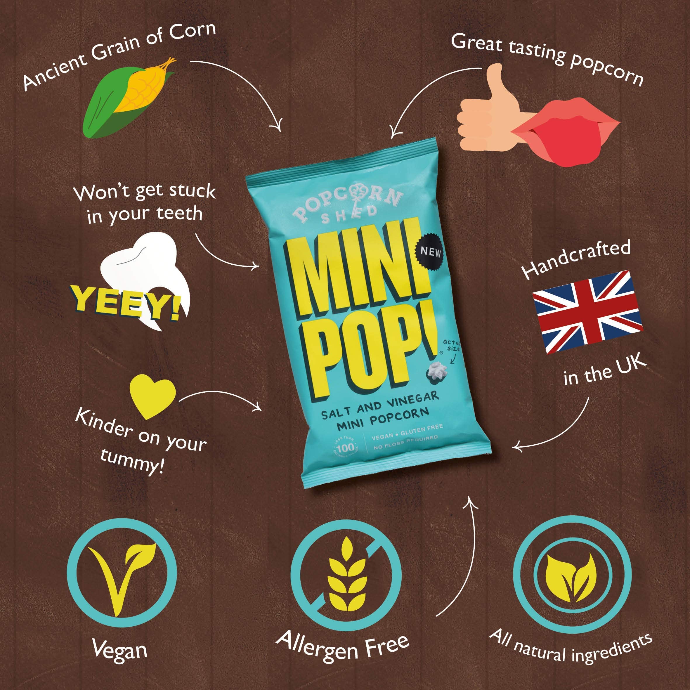 Popcorn Shed MiniPop! Veganer Popcorn-Snack mit Salz- und Essiggeschmack 5