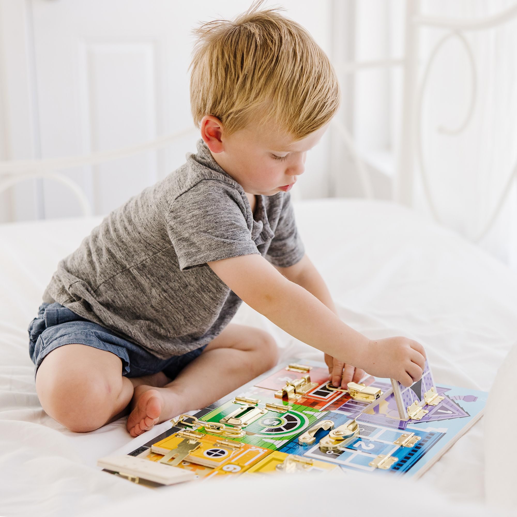 Melissa & Doug Wooden Latches Board Activity Toy for Ages 3+ | Solid Wood Construction 7