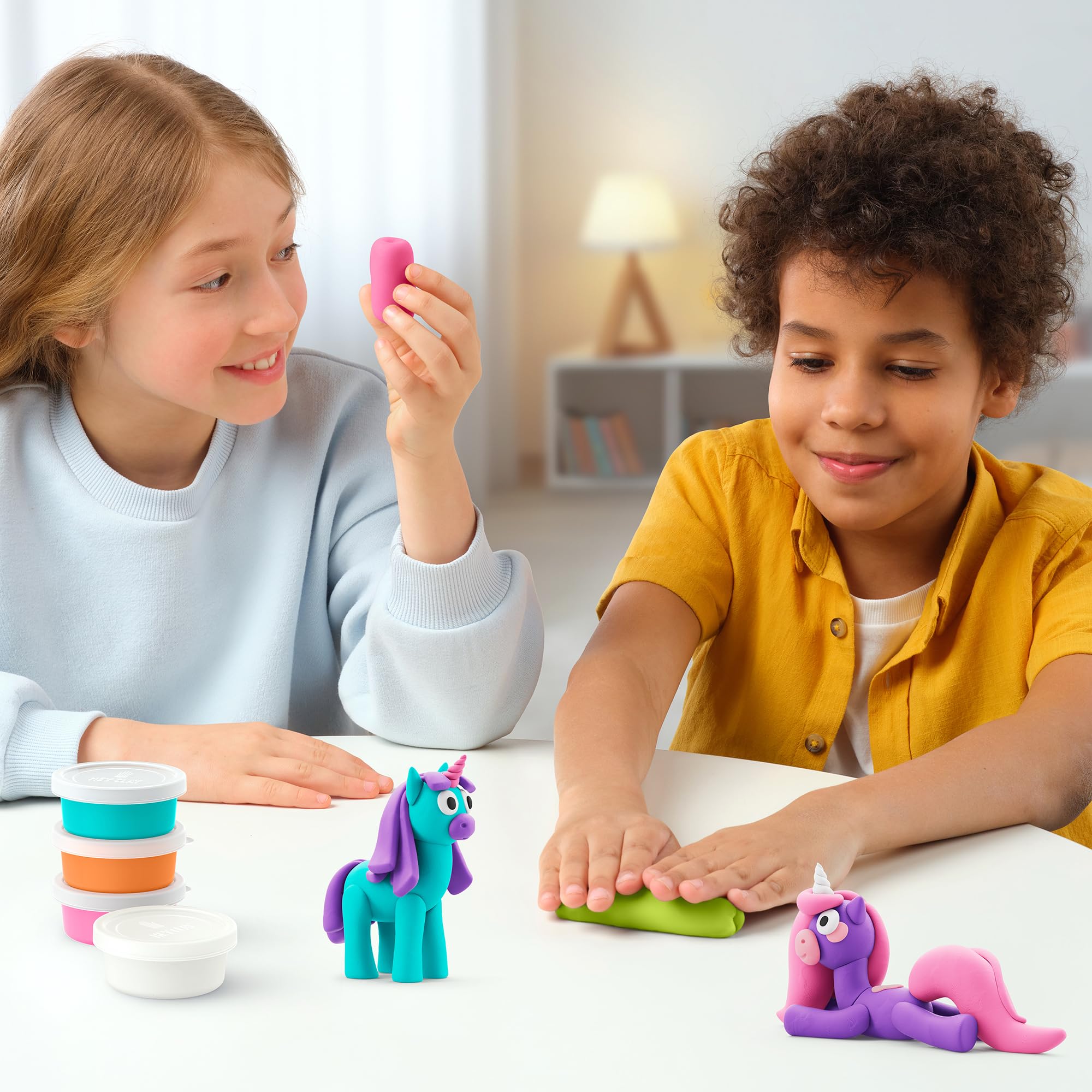 HEY CLAY Rainbow Unicorns Set - Air-Dry Clay Kit for Kids Ages 3+ 9