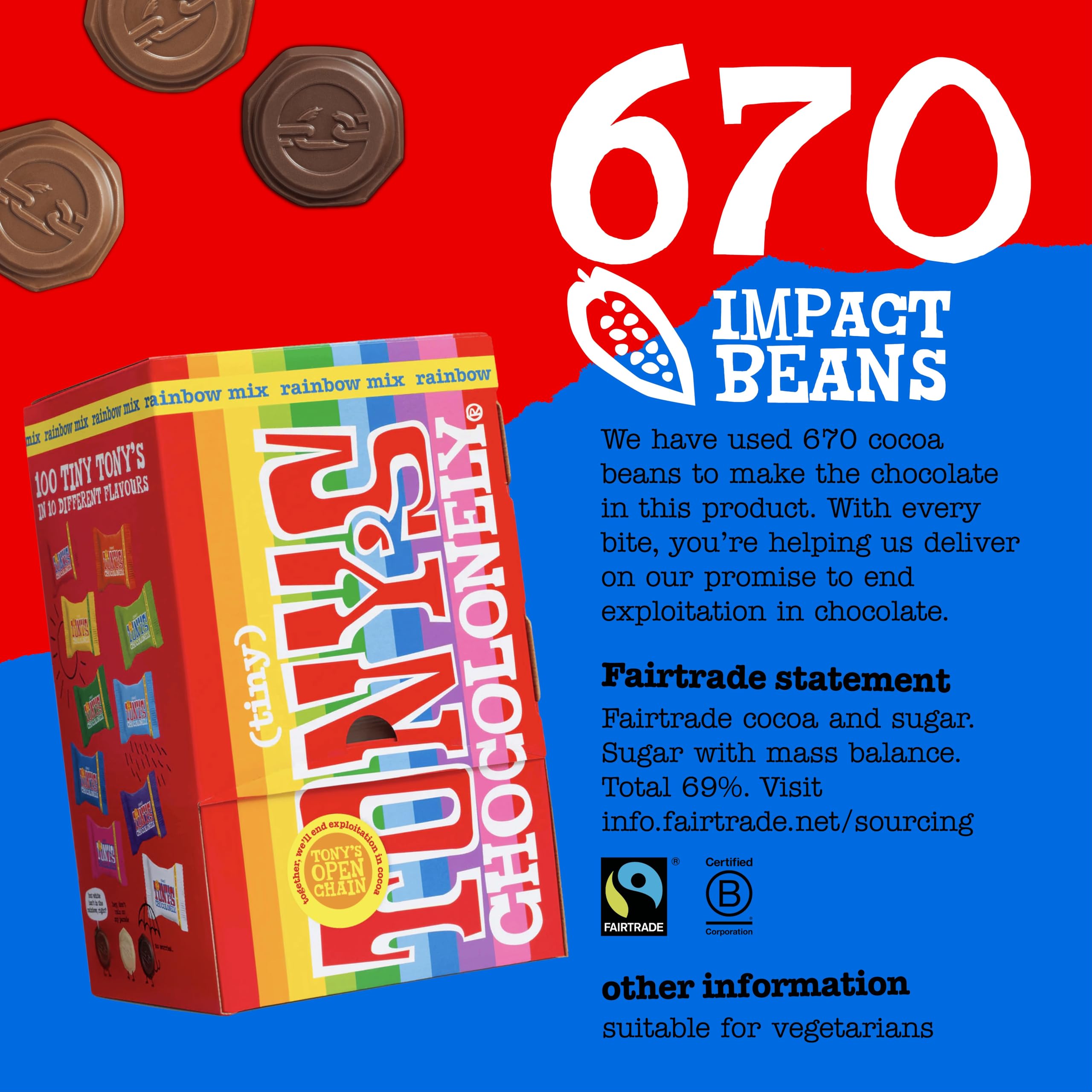 Tony's Chocolonely Tiny Tony's Chocolate Gift Box - 900g Mini Fair Trade Chocolate Mix 4