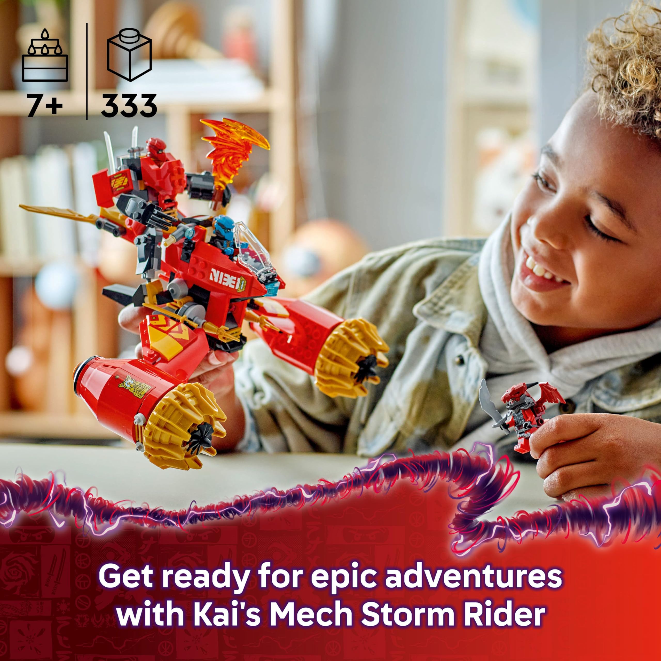 LEGO NINJAGO Kai’s Mech Storm Rider 71830 - Combo Vehicle Set with 3 Minifigures | Ages 7+